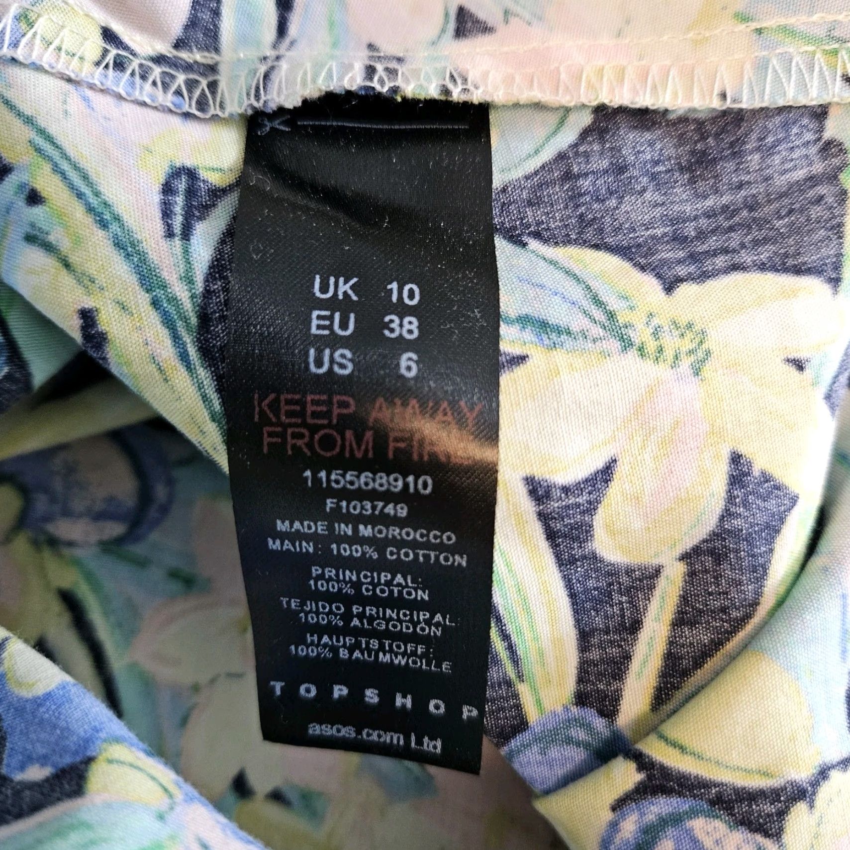 Topshop Topshop Womens Dress Sz 6 Green Yellow Floral Sleeveless Cotton Mini Dress Womens Topshop Size 6 Green Floral Sleeveless Cotton Short Dress Size M / US 6-8 / IT 42-44 - 6 Thumbnail