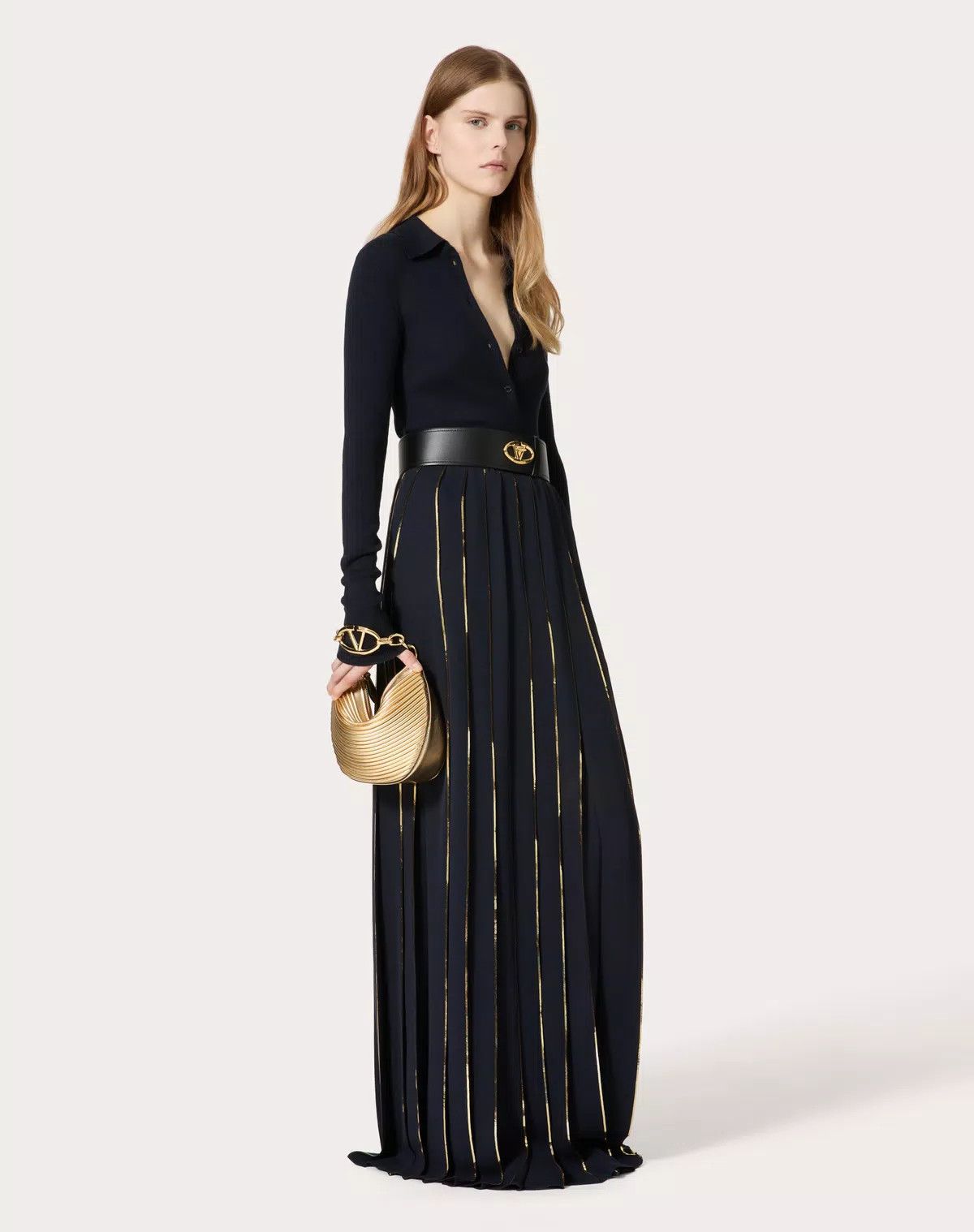 Valentino o1s1wg110426 Long Skirt in Embroidered Double Georgette Size 26" / US 2 / IT 38 - 2 Thumbnail