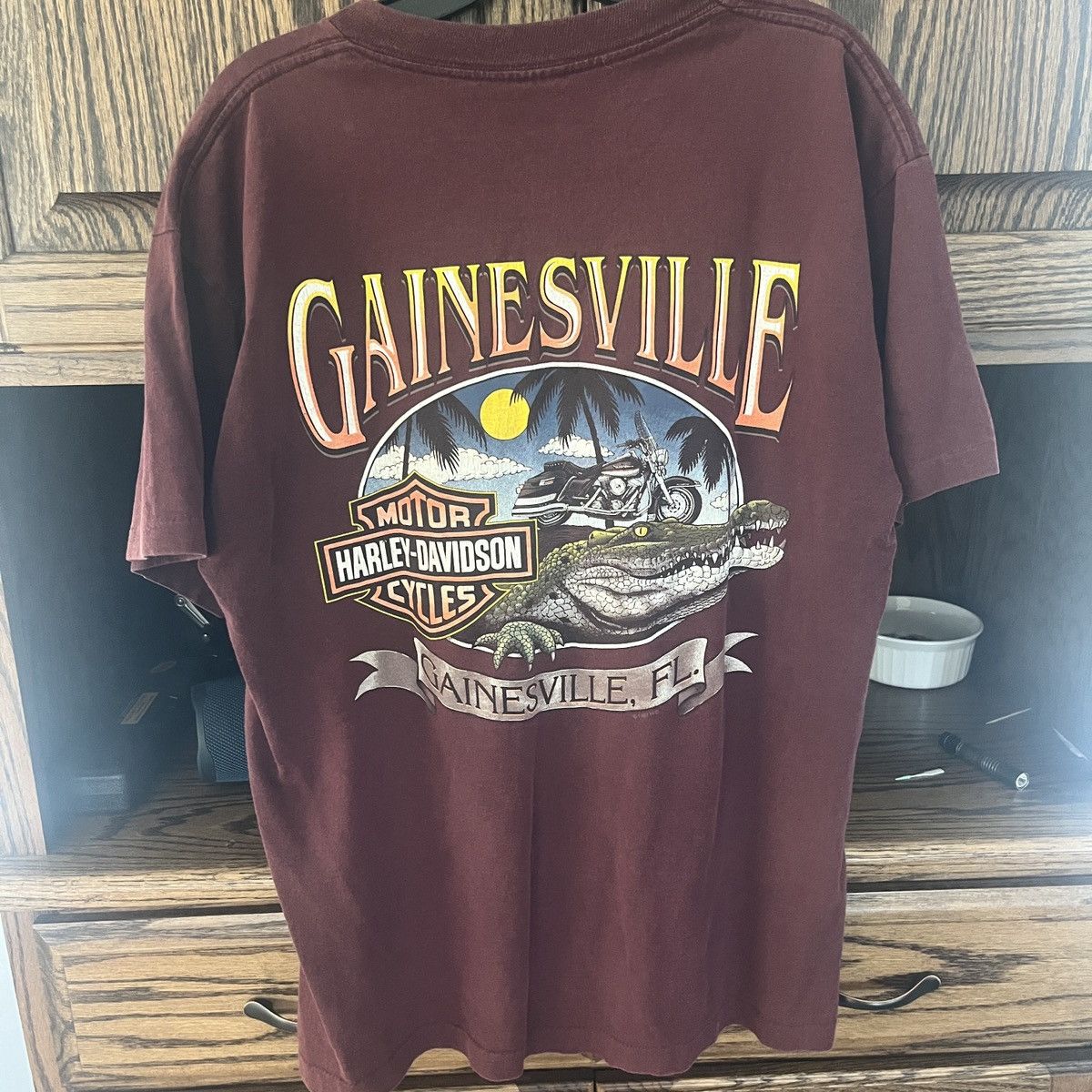 Harley Davidson Vintage 1997 Pocket T Shirt Gainesville Florida Alligator Size US L / EU 52-54 / 3 - 4 Thumbnail