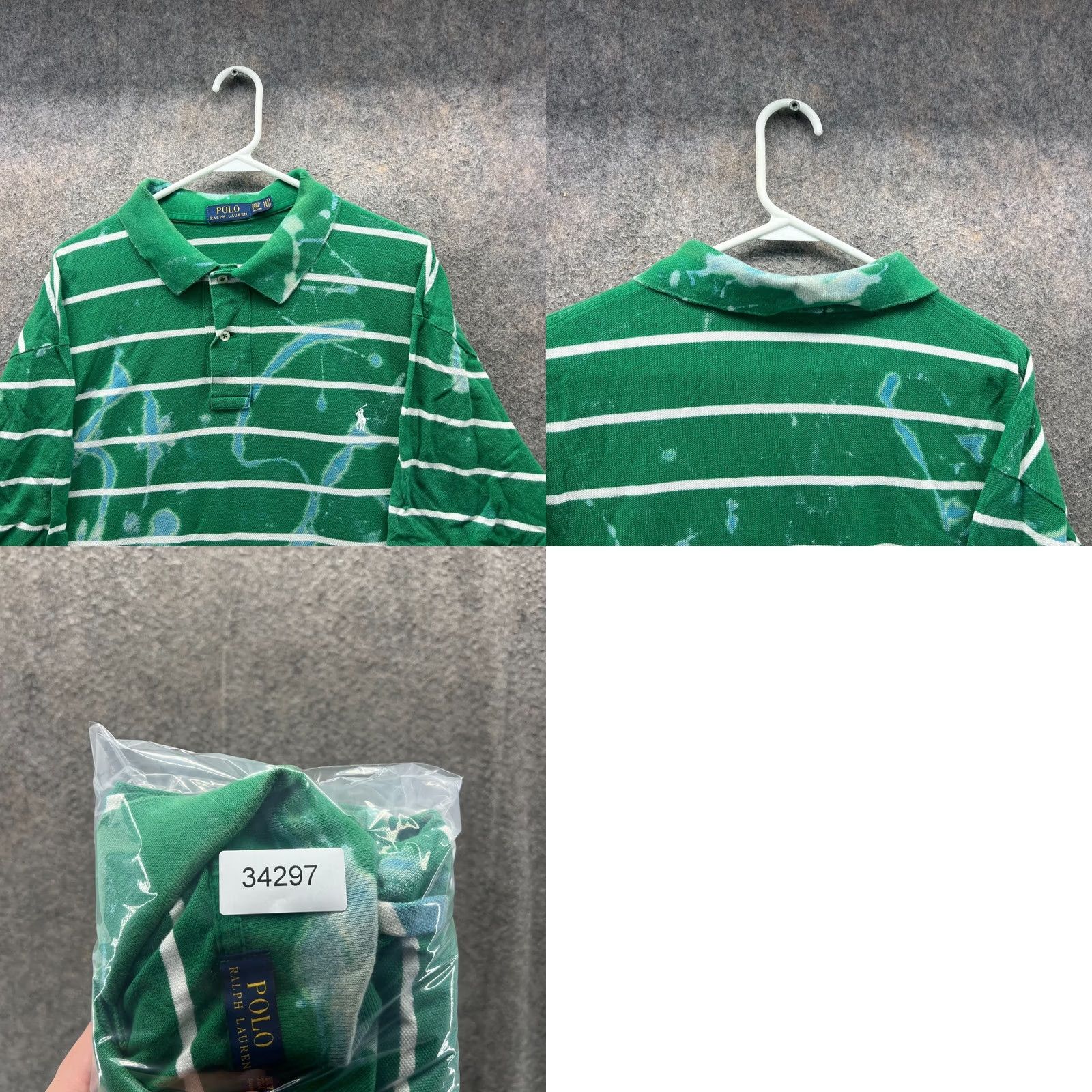 Polo Ralph Lauren VINTAGE Ralph Lauren Polo Shirt Mens 2XLT Green Stripes Polo Ralph Lauren Shirt Geometric Preppy 90s/Rugby/Golf Mens 2XLT Green Size US XXL / EU 58 / 5 - 8 Thumbnail