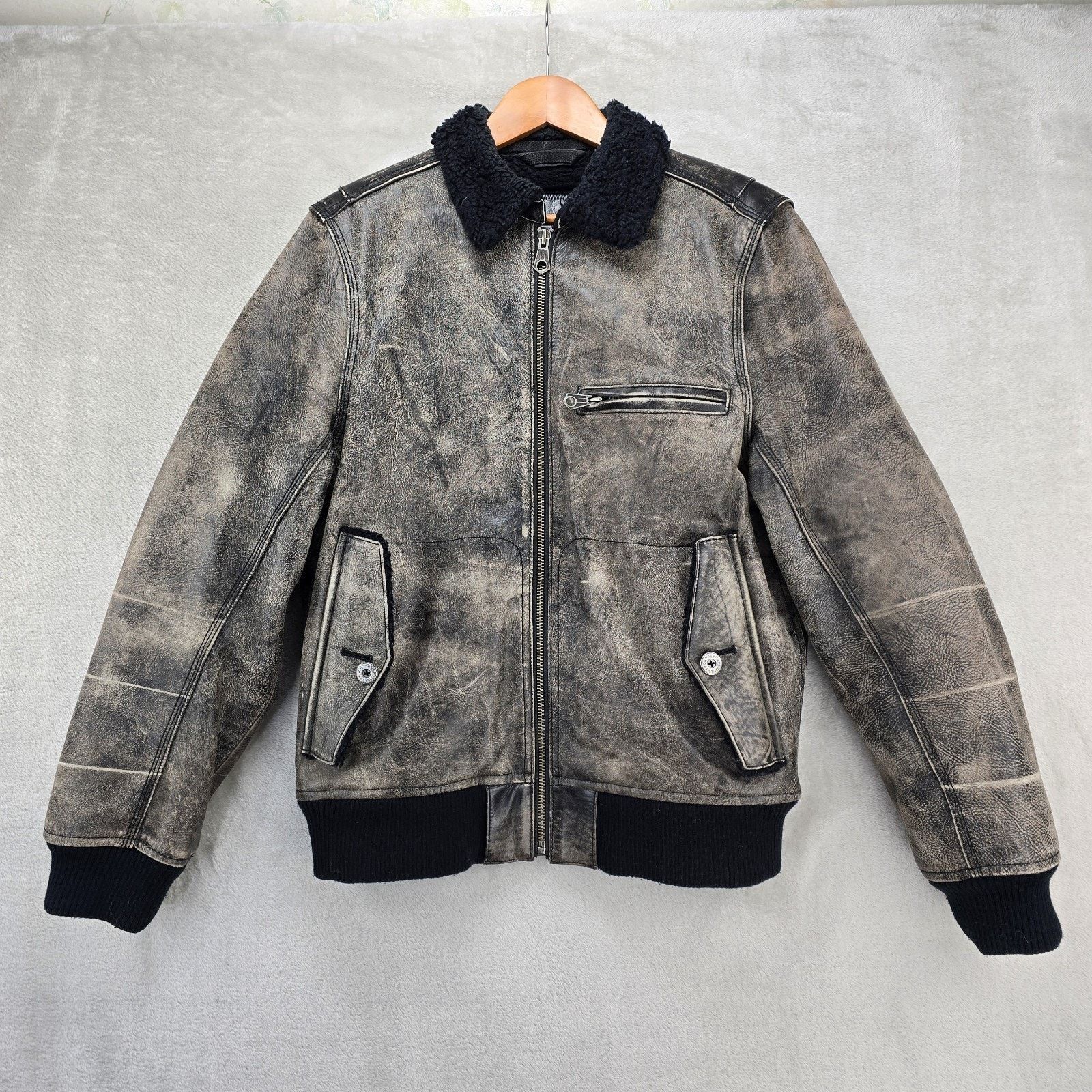 Gap Vintage GAP Leather Jacket Medium Sherpa Lined Bomber Size US M / EU 48-50 / 2 - 3 Thumbnail