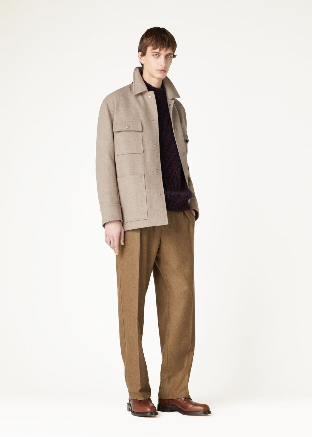 Loro Piana o1w1db10725 FAO3108 Darcy Overshirt in Beige Size US M / EU 48-50 / 2 - 2 Thumbnail