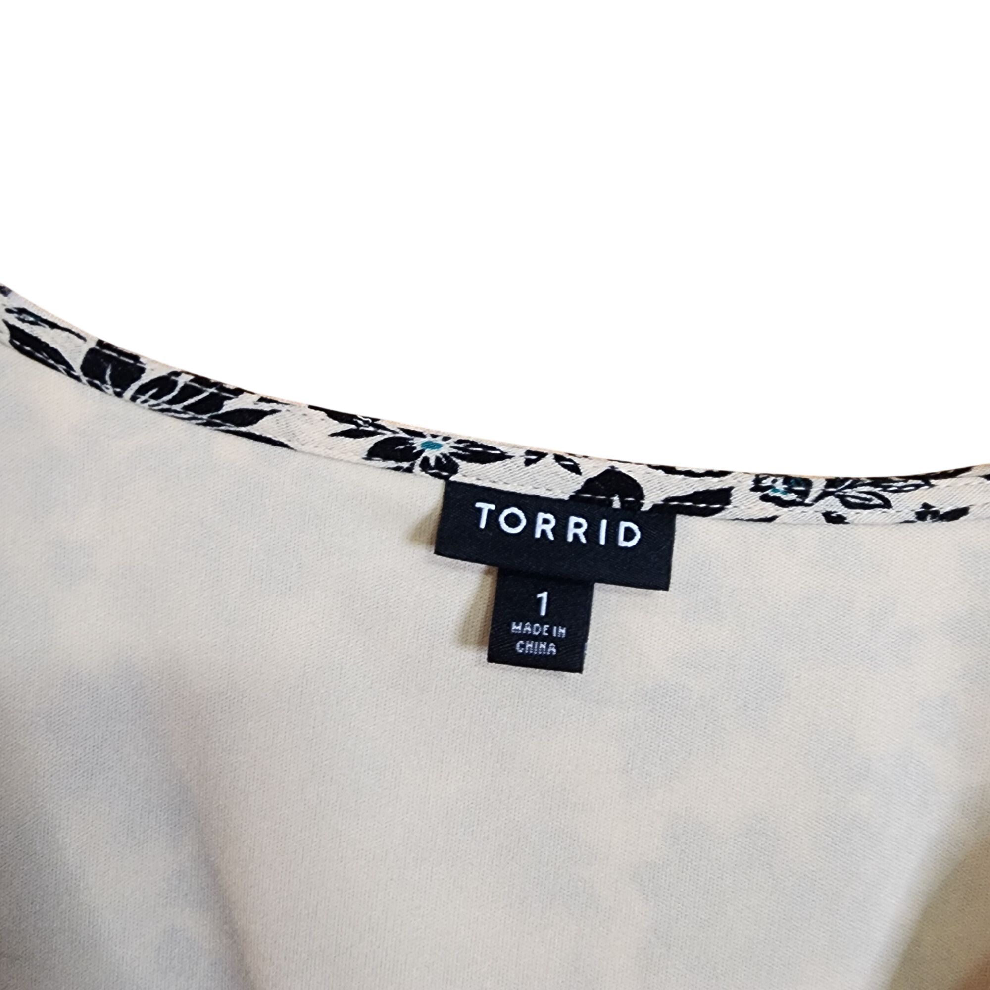 Torrid Torrid Mini Gauze Lace-Up Floral Skater V Neck Dress Beige 1 Size XL / US 12-14 / IT 48-50 - 7 Thumbnail