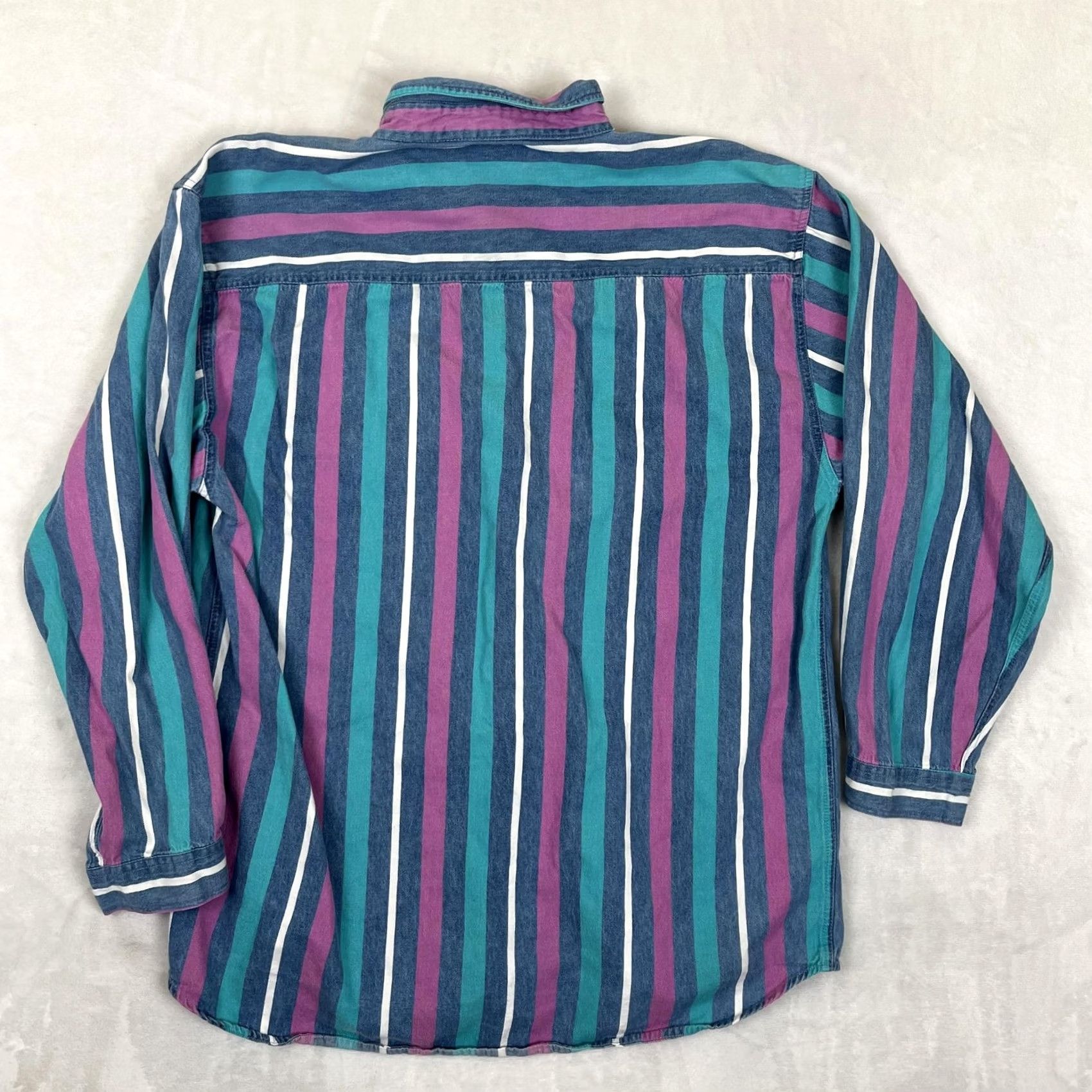Revenge VINTAGE Revenge Shirt Mens XL Purple Striped Denim Long Sleeve Button Front Size US XL / EU 56 / 4 - 6 Thumbnail