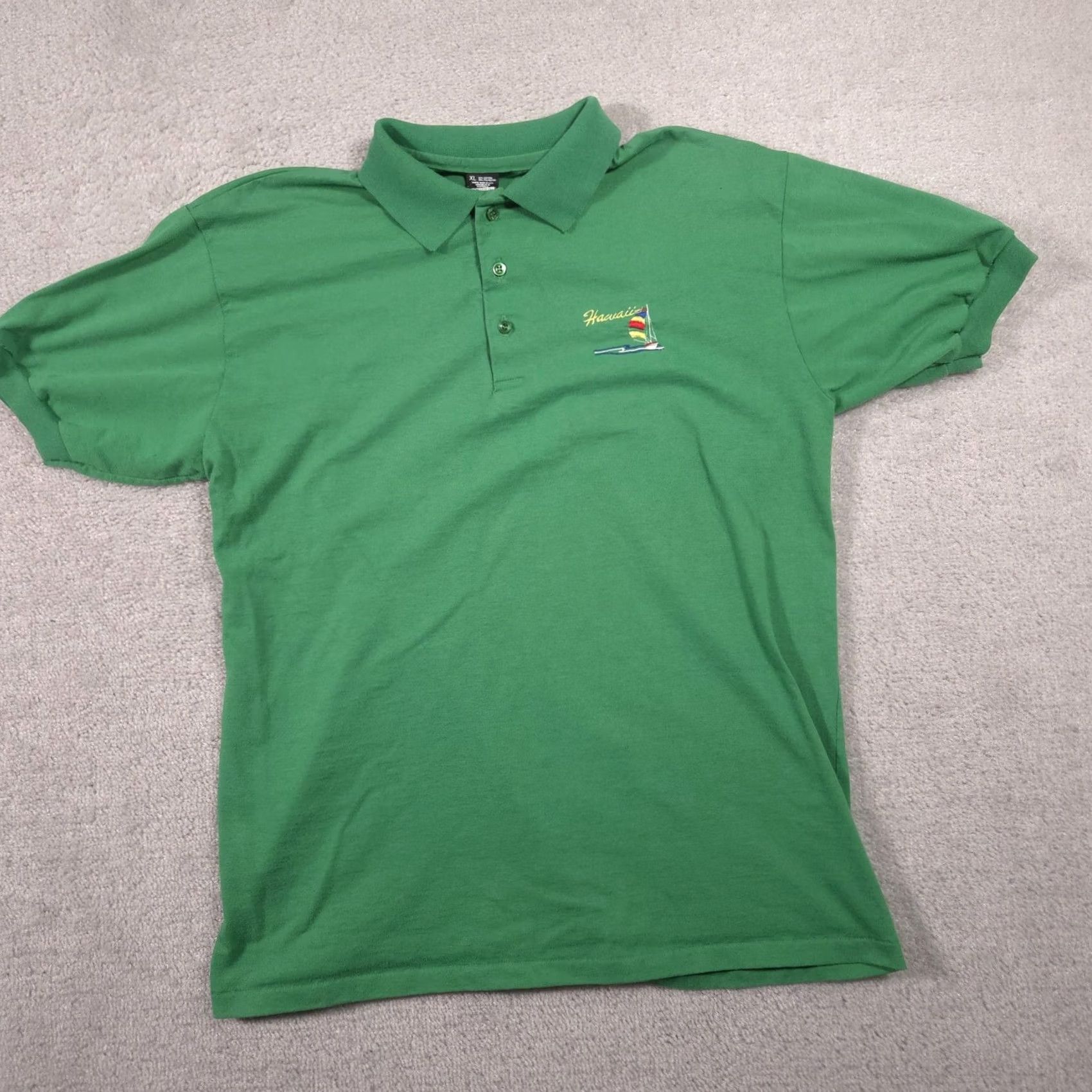 Vintage Vintage Screen Stars Polo Shirt Mens XL Green Hawaii Sailboat Embroidered 90s Size US XL / EU 56 / 4 - 3 Thumbnail