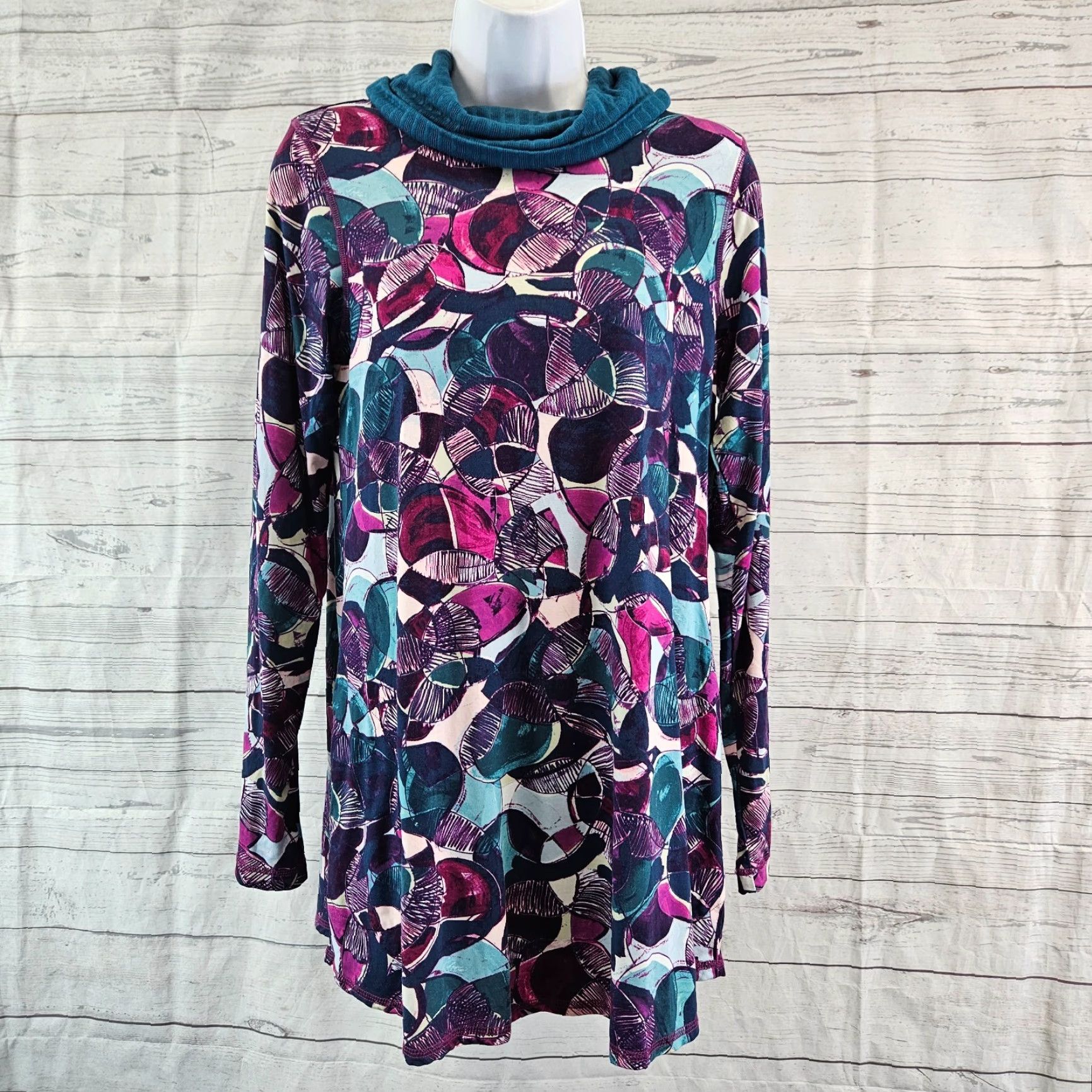 Vintage LOGO Lori Goldstein Womens Blouse XS Purple Cowl Neck Long Sleeve Tunic Shirt Size XS / US 0-2 / IT 36-38 - 2 Thumbnail