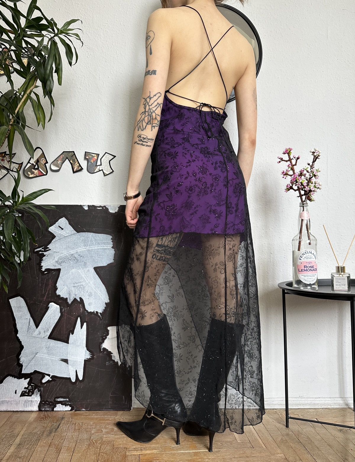 Vintage Whimsigoth Vintage Glitter Sexy Mini Asymmetrical Dress Size S / US 4 / IT 40 - 8 Thumbnail
