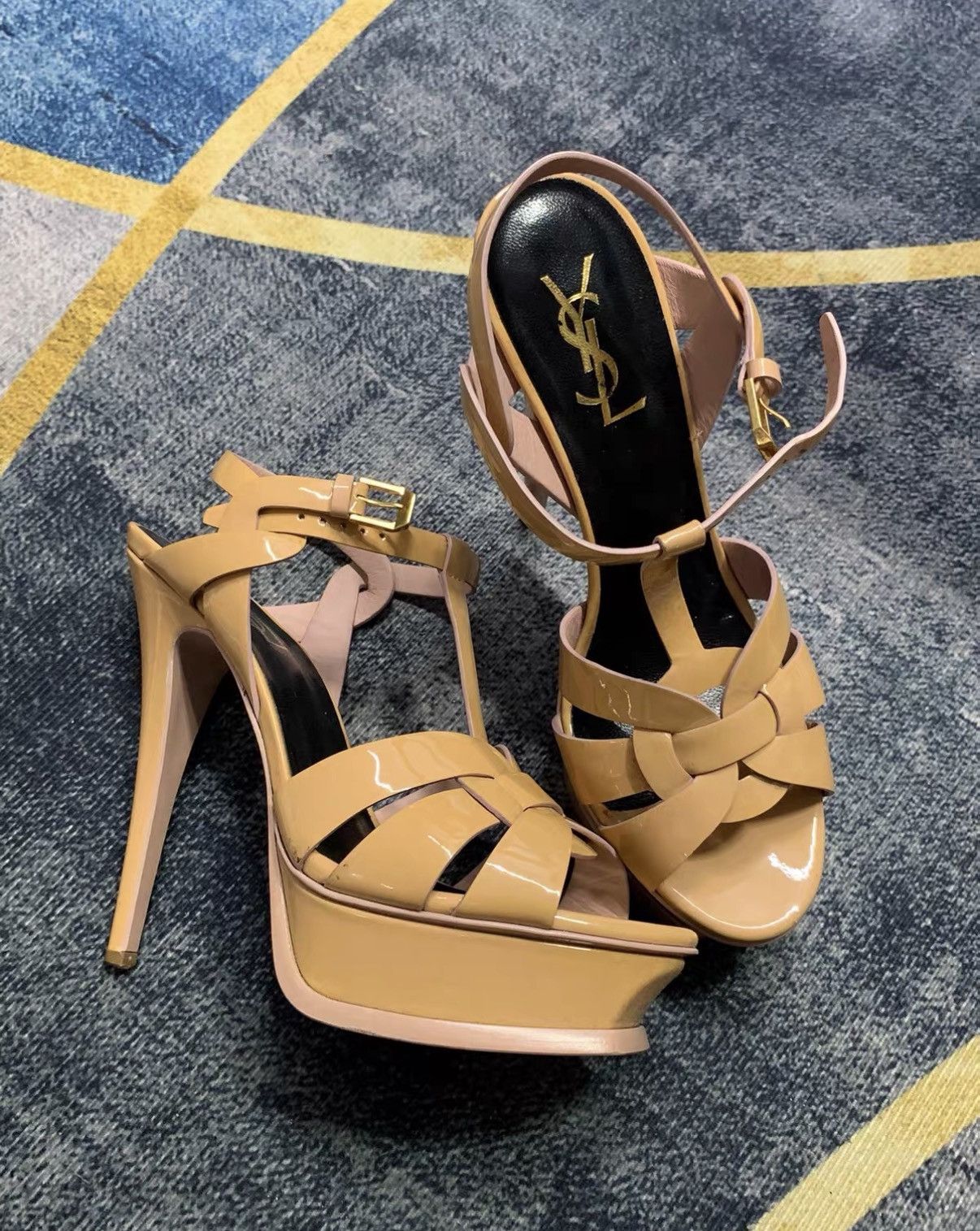 Yves Saint Laurent YSL Leather One-Strap High Heel Sandals J42 Size US 8 / IT 38 - 1 Thumbnail
