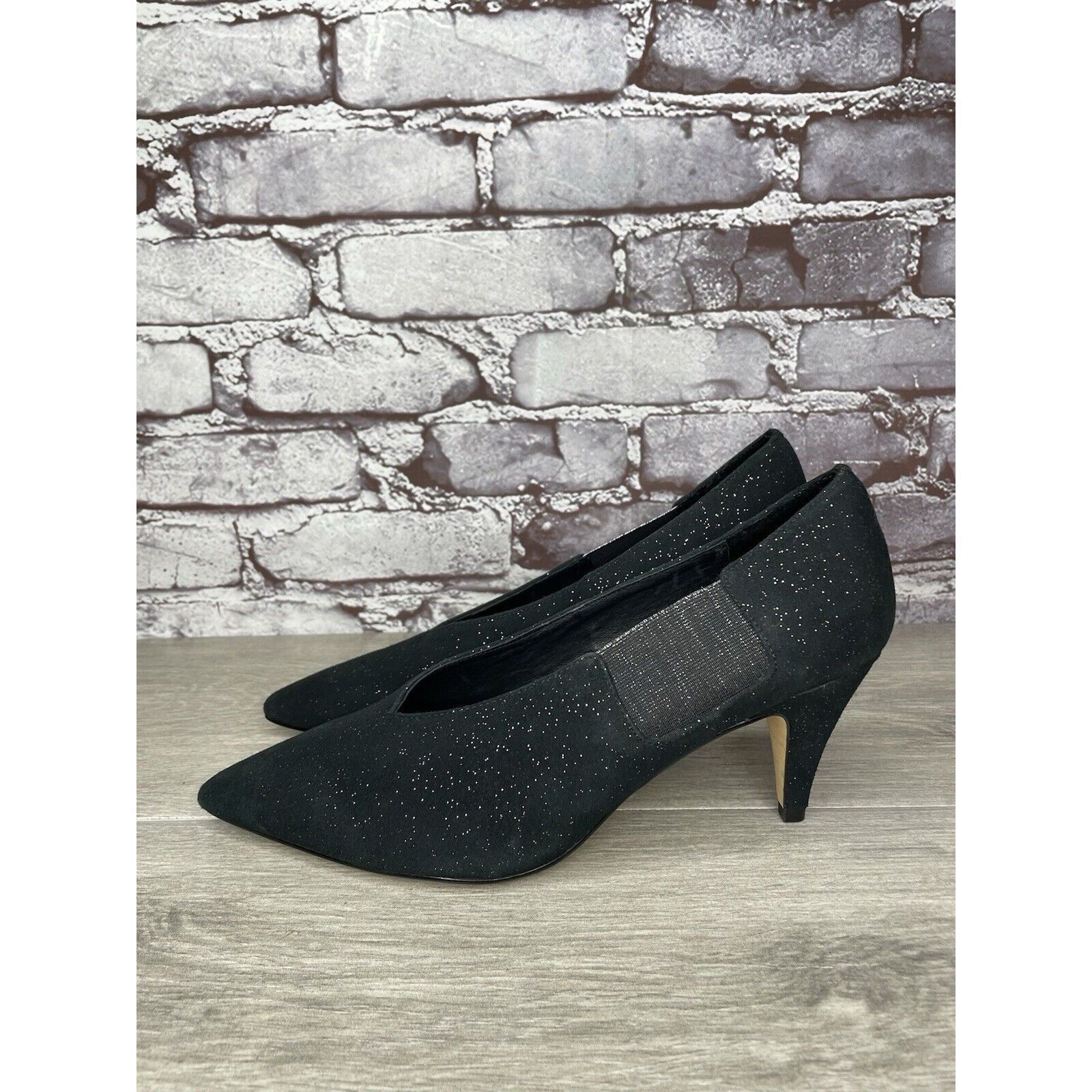 Free People Free People Black Suede Glitter Slip On Pointed Toe Heels Wo Size US 8.5 / IT 38.5 - 9 Thumbnail
