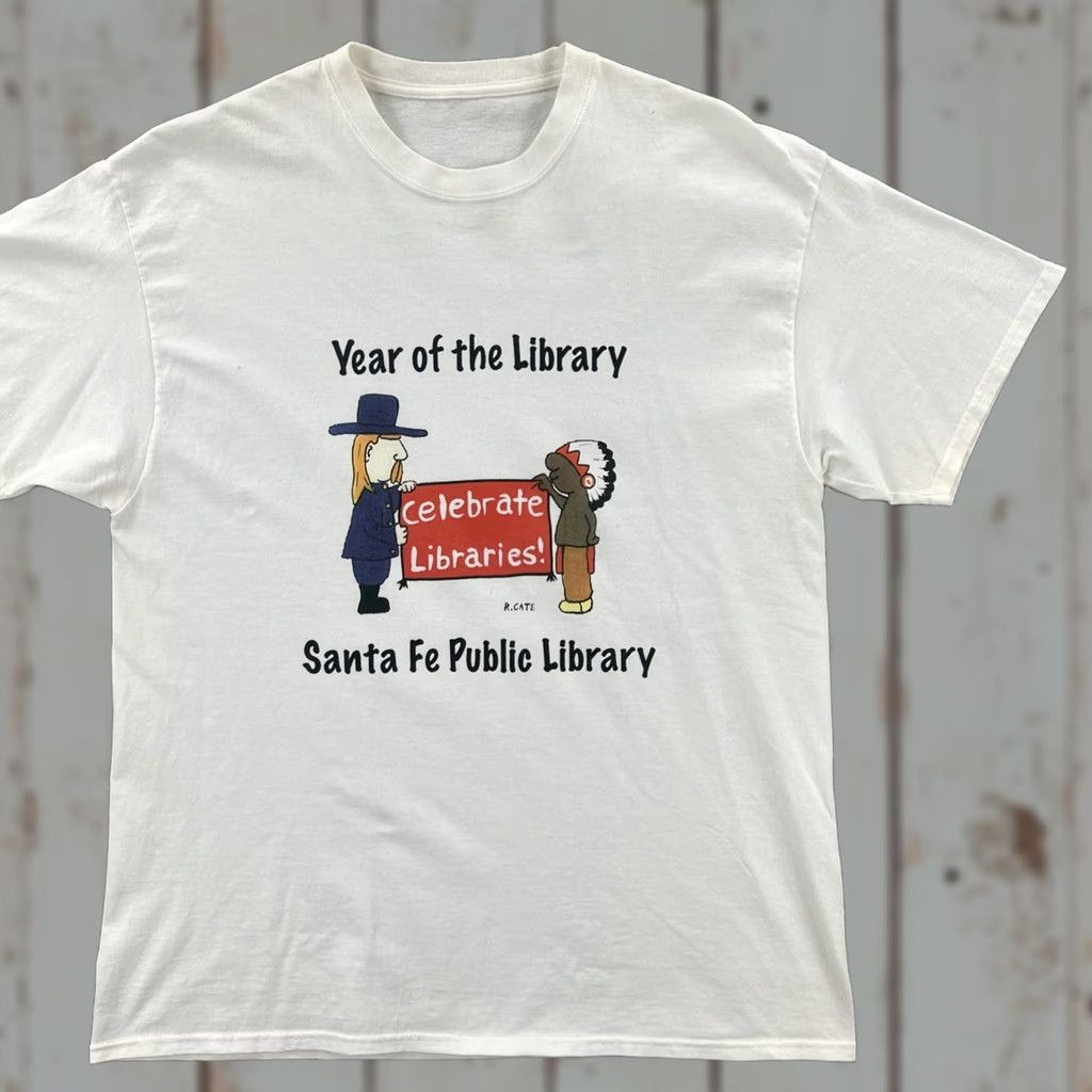 Vintage VINTAGE Mens XL White R. Cate New Mexico Cartoonist Santa Fe NM Public Library Day Tee Size US XL / EU 56 / 4 - 1 Thumbnail