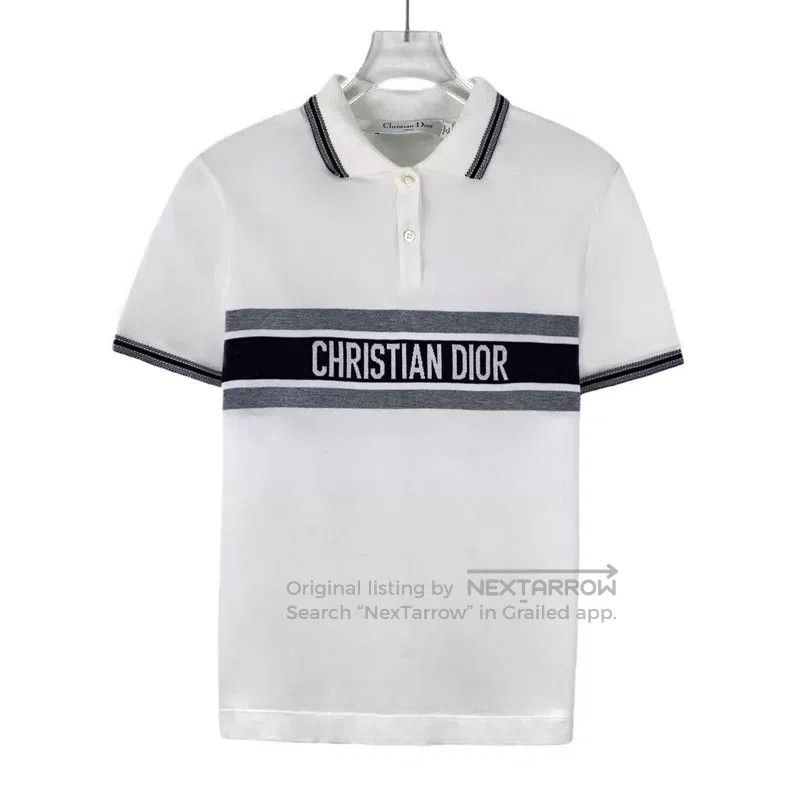 Dior Dior White striped logo letter print cotton lapel single-b Size S / US 4 / IT 40 - 1 Thumbnail