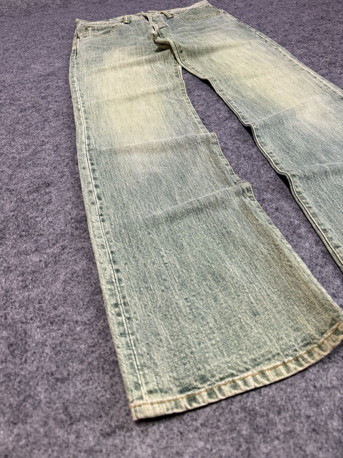 Blue Blue Japan × Hoodlamb × Japanese Brand Circulation Japan Hemp denim blend Weed Dyed Flared Jeans Size US 32 / EU 48 - 8 Thumbnail