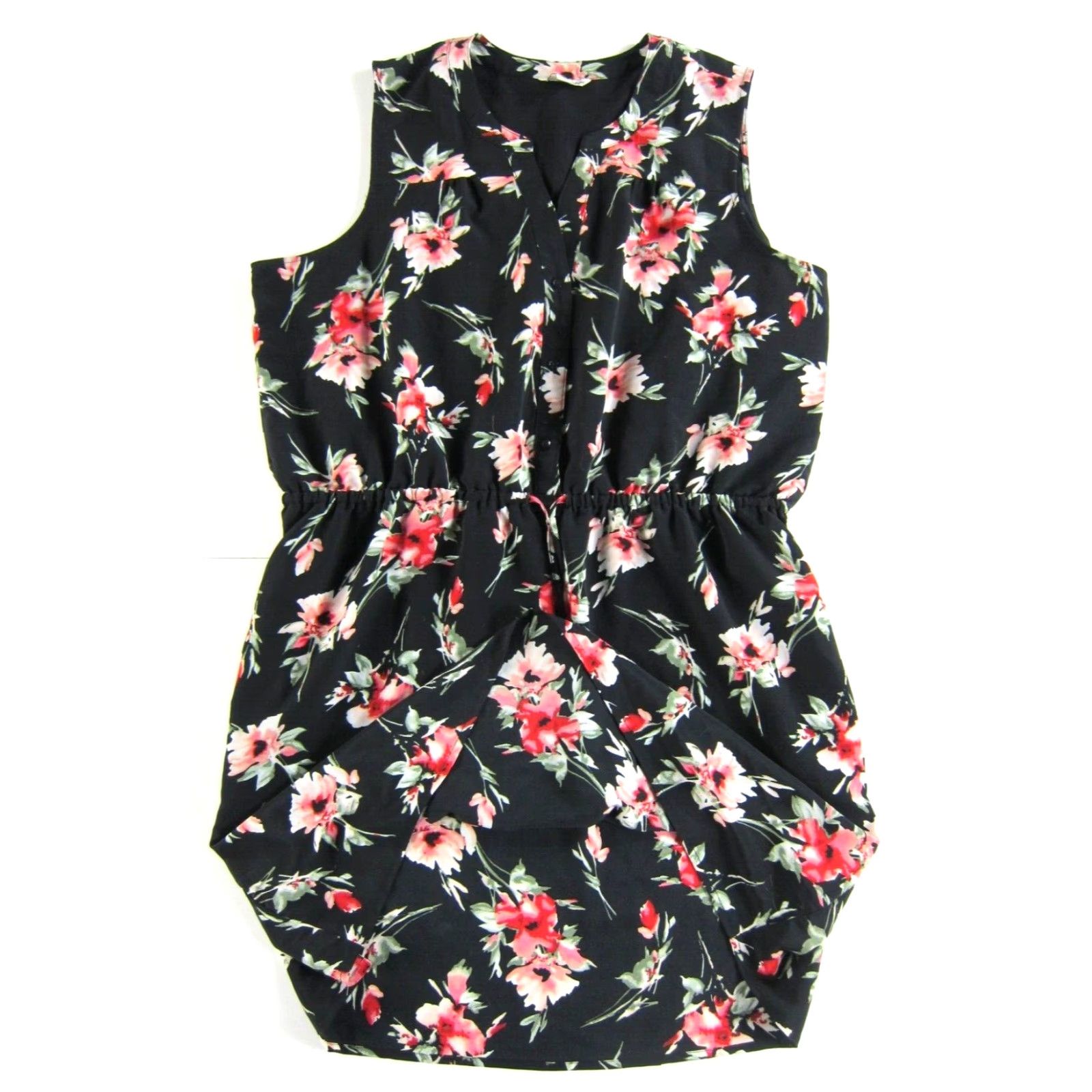 Vintage Catherine Malandrino Black Pink Green Floral Pocket Sleeveless Tank Dress 2XL Size XXL / US 16-18 / IT 52-54 - 5 Thumbnail