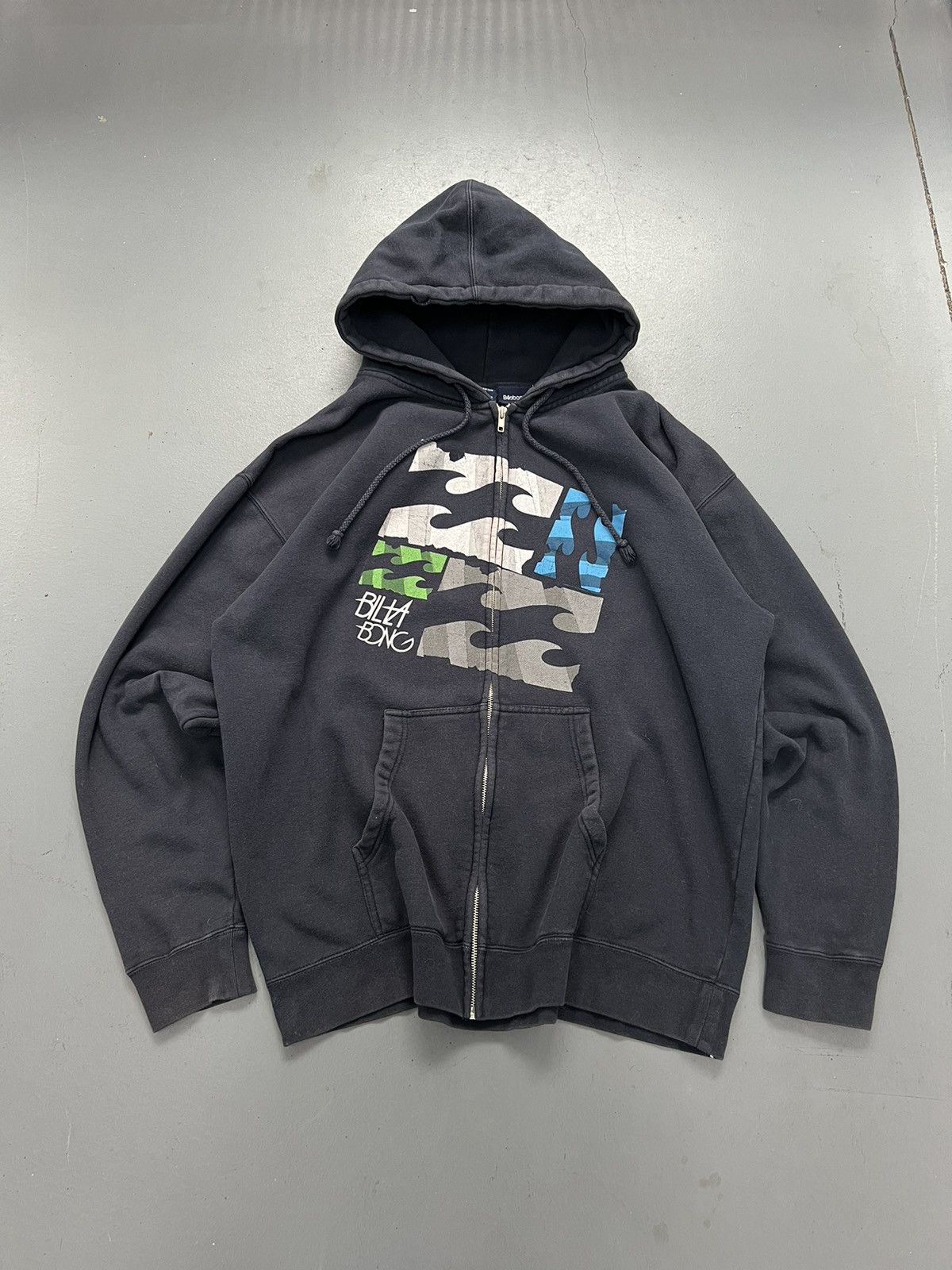 Billabong × Vintage Vintage Y2K Billabong surfer boxy big logo zip up hoodie Size US XL / EU 56 / 4 - 1 Thumbnail