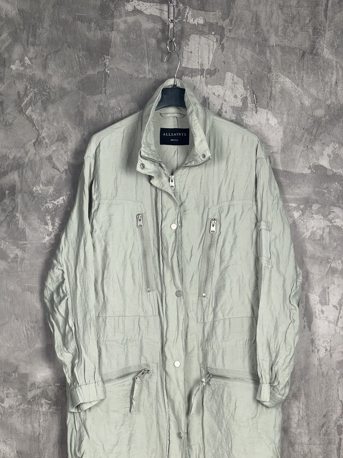 Allsaints × Japanese Brand × Le Grande Bleu (L.G.B.) Avant Garde Allsaints Crazy Multizip Vintage 00s Long Jacket Size S / US 4 / IT 40 - 2 Thumbnail