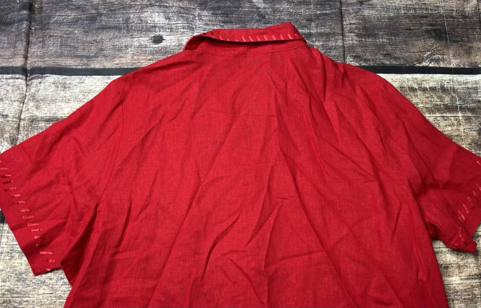 Other Selene Sport Top Womens 2XL Linen Blend Embroidered Red Size XXL / US 16-18 / IT 52-54 - 6 Thumbnail