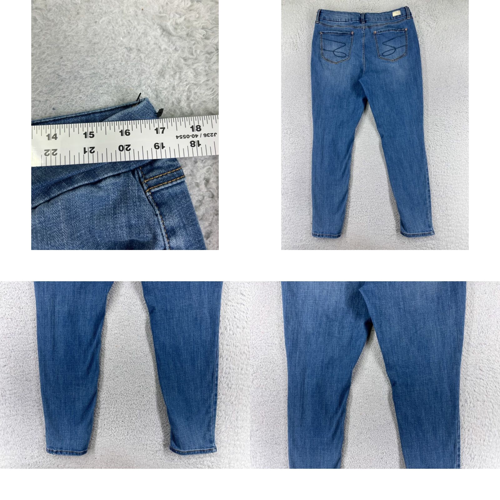 Vintage Seven7 Jeans Women 16 Blue Denim Distressed Tummyless High Rise Skinny Size 38" / US 16 / IT 52 - 9 Thumbnail