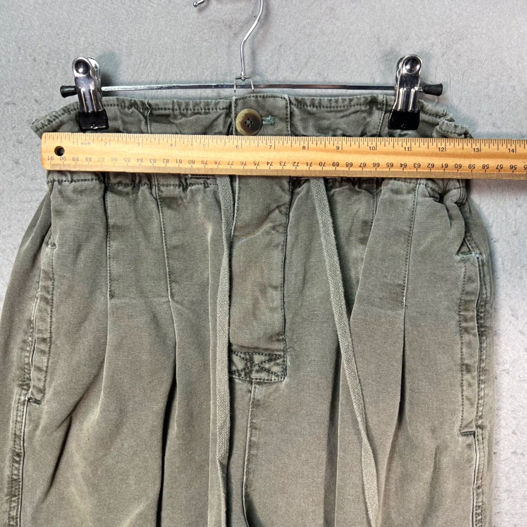 Free People Free People Womens Small High-Waisted Olive Green Paperbag Pants w/ Waist Tie Size 28" / US 6 / IT 42 - 5 Thumbnail