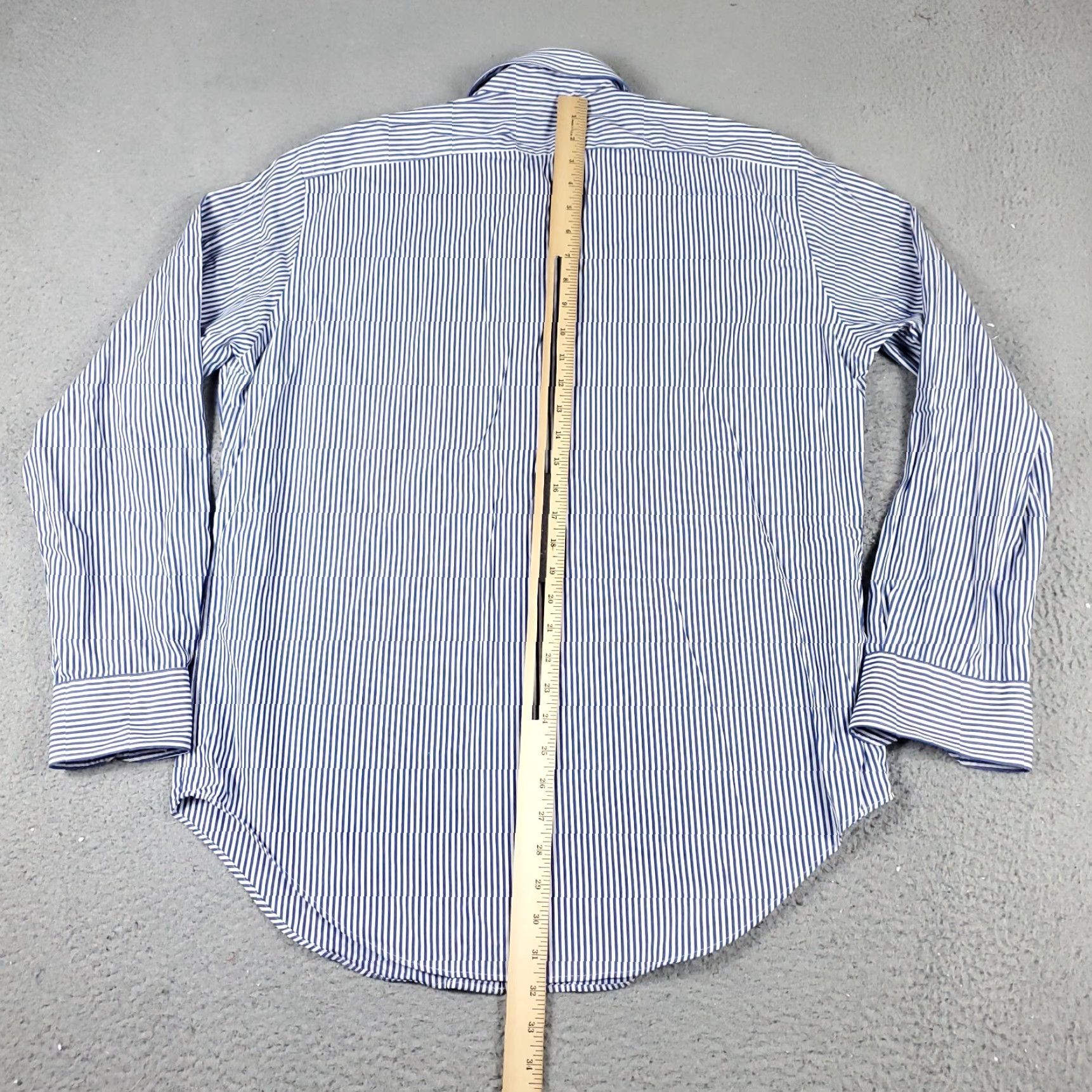 Ralph Lauren Ralph Lauren Dress Shirt Men 16 Blue Striped Button Up Long Sleeve Non-Iron Pockets 100% Cotton Modern Classic Mens Size 42R - 4 Thumbnail