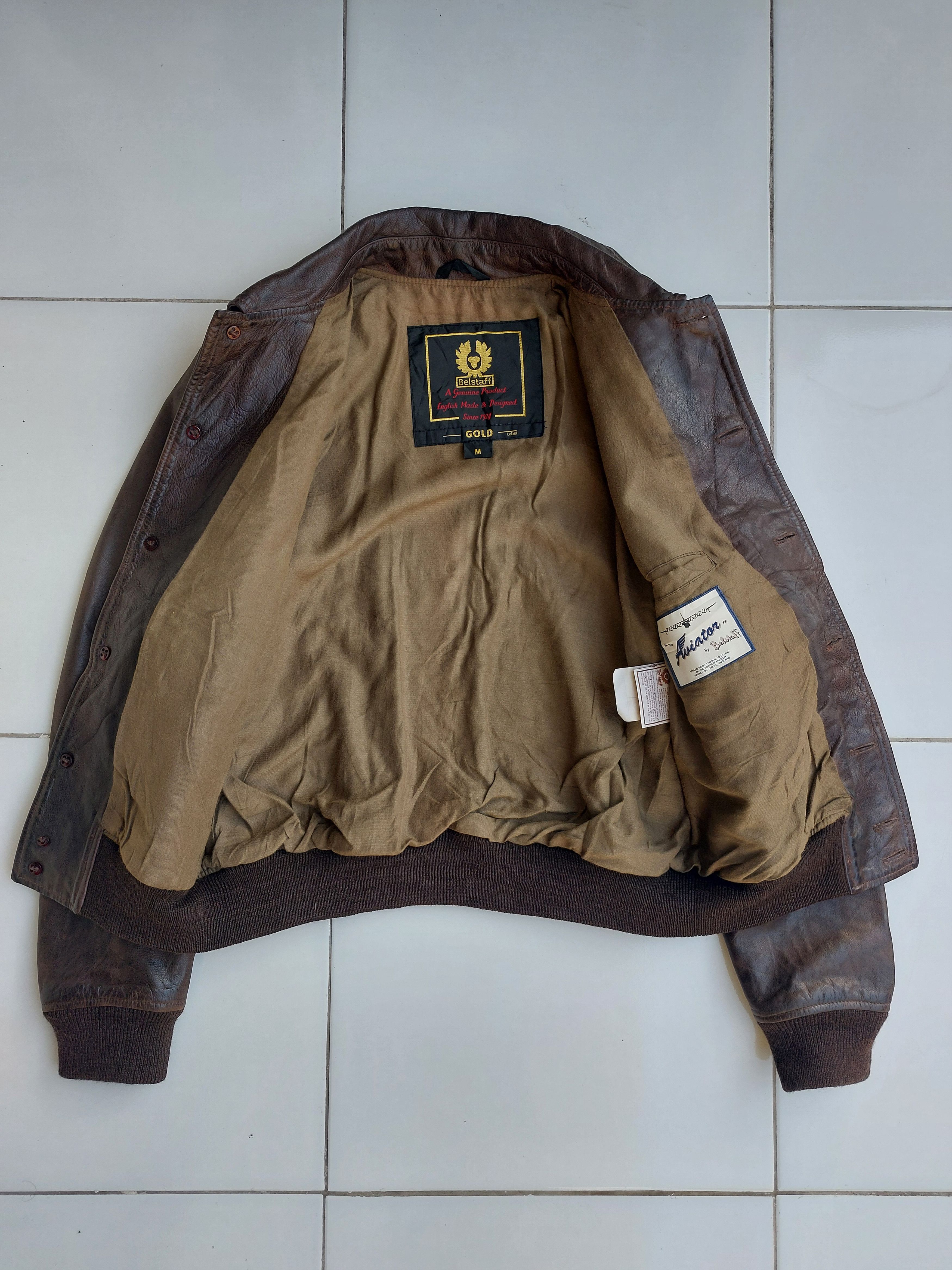 Belstaff Rare Belstaff Gold Aviator Leather Jacket Vintage Size US M / EU 48-50 / 2 - 12 Thumbnail