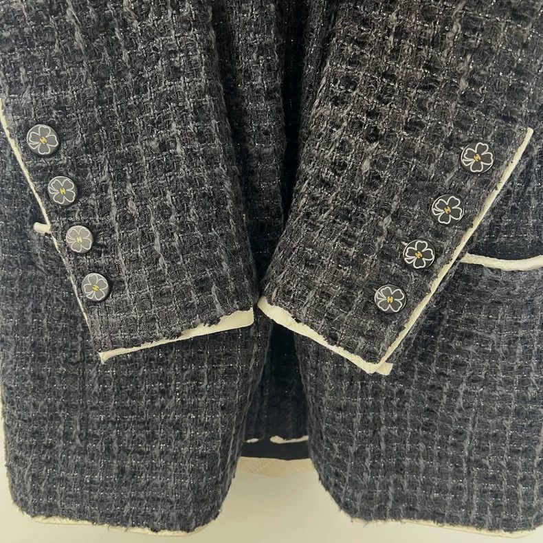 Chanel Chanel Black and white fine tweed coat Size XXS / US 00 / IT 34 - 4 Thumbnail