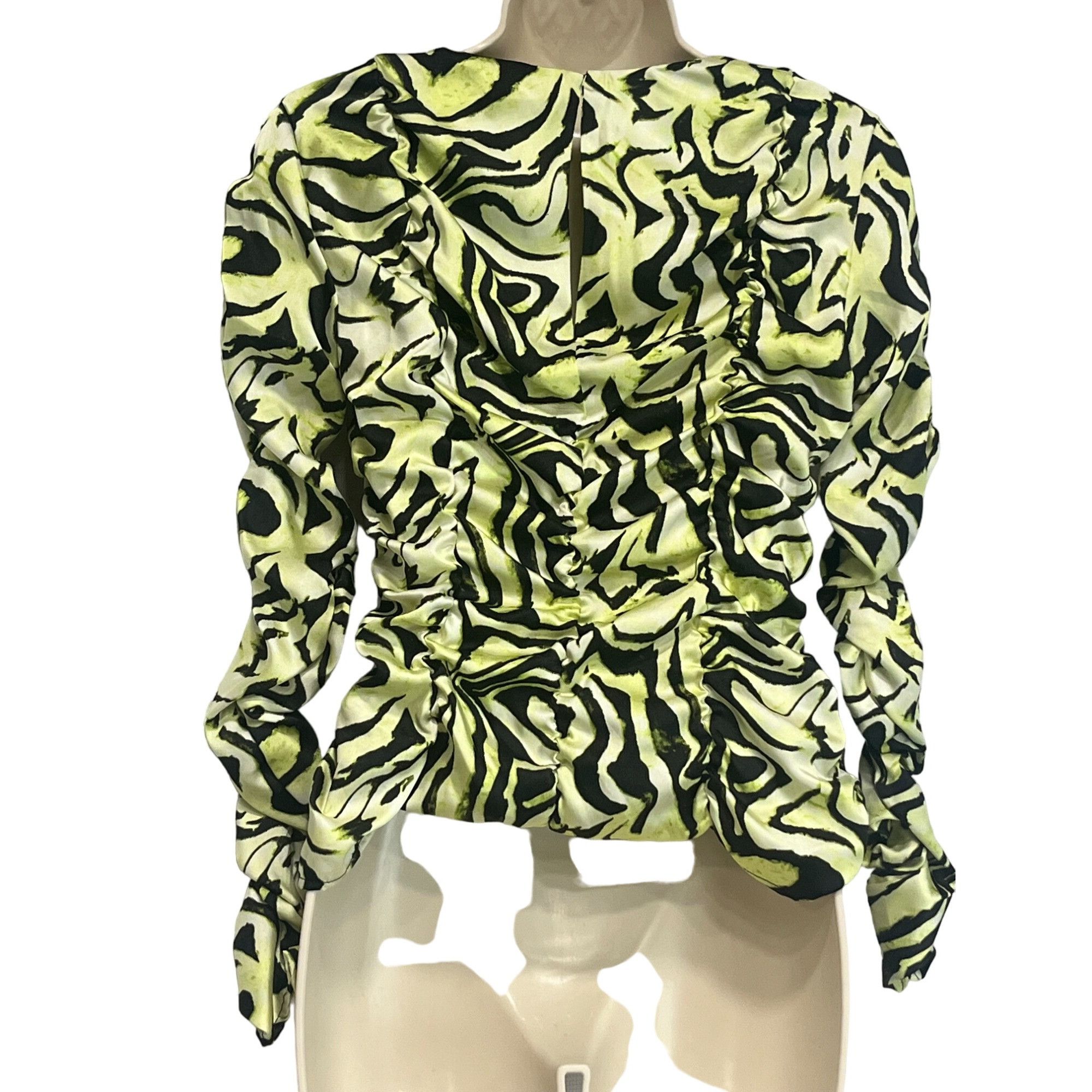 Topshop Topshop Ruched Long Sleeve Shirred Swirl Animal Print Top In Size S / US 4 / IT 40 - 6 Thumbnail