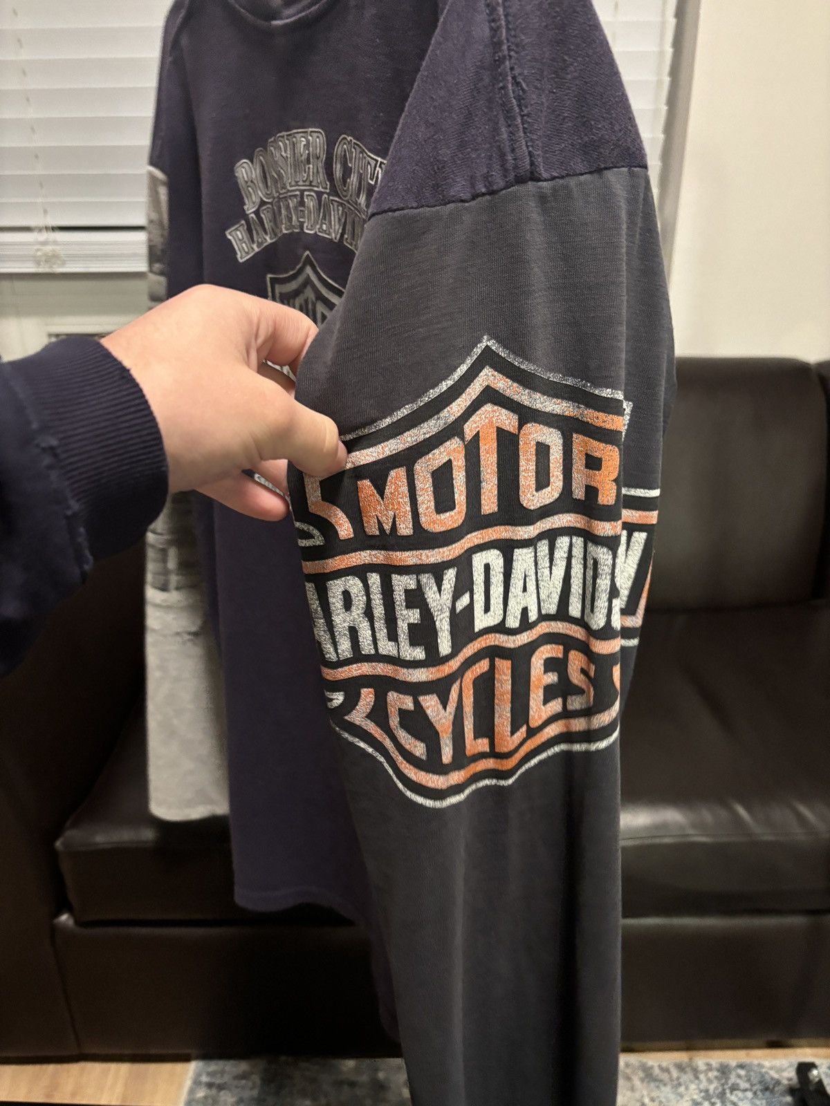 Harley Davidson Harley custom upcycled longsleeve with hits all around Size US XL / EU 56 / 4 - 2 Thumbnail