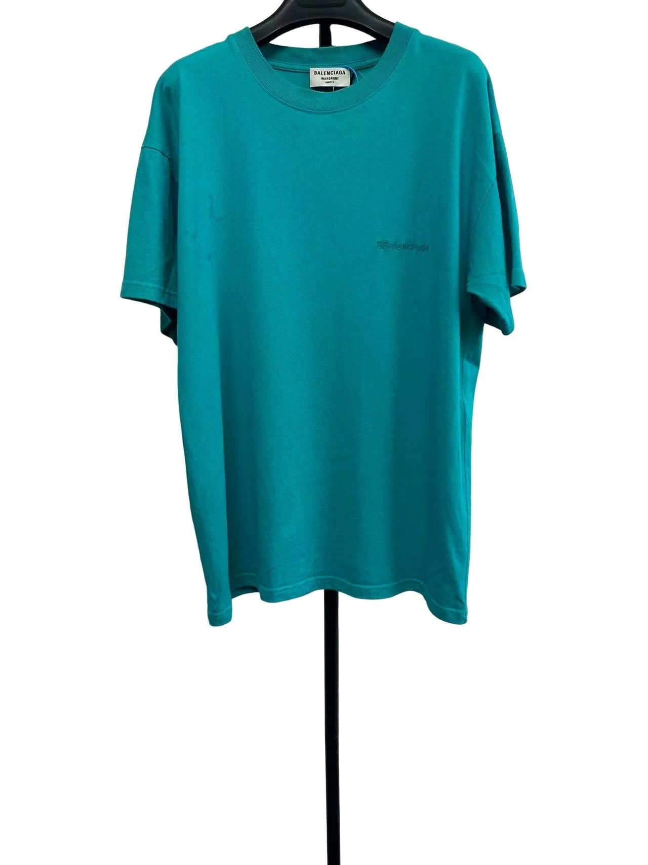 Balenciaga Balenciaga Teal Embroidered Logo T-Shirt Size M Size US M / EU 48-50 / 2 - 1 Thumbnail