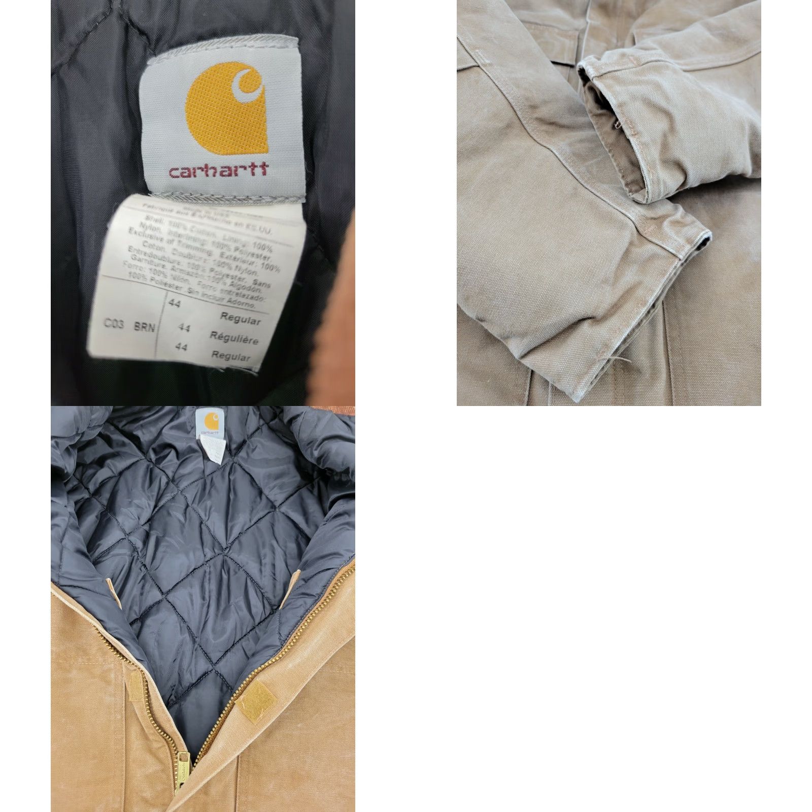 Carhartt VINTAGE Carhartt Coat Duck Canvas USA MADE 44 C03 BRN ARCTIC QUILT LINED CHORE Full Zip 100% Cotton Mens Brown Duck Canvas Jacket Wearable Workwear Size US S / EU 44-46 / 1 - 8 Thumbnail