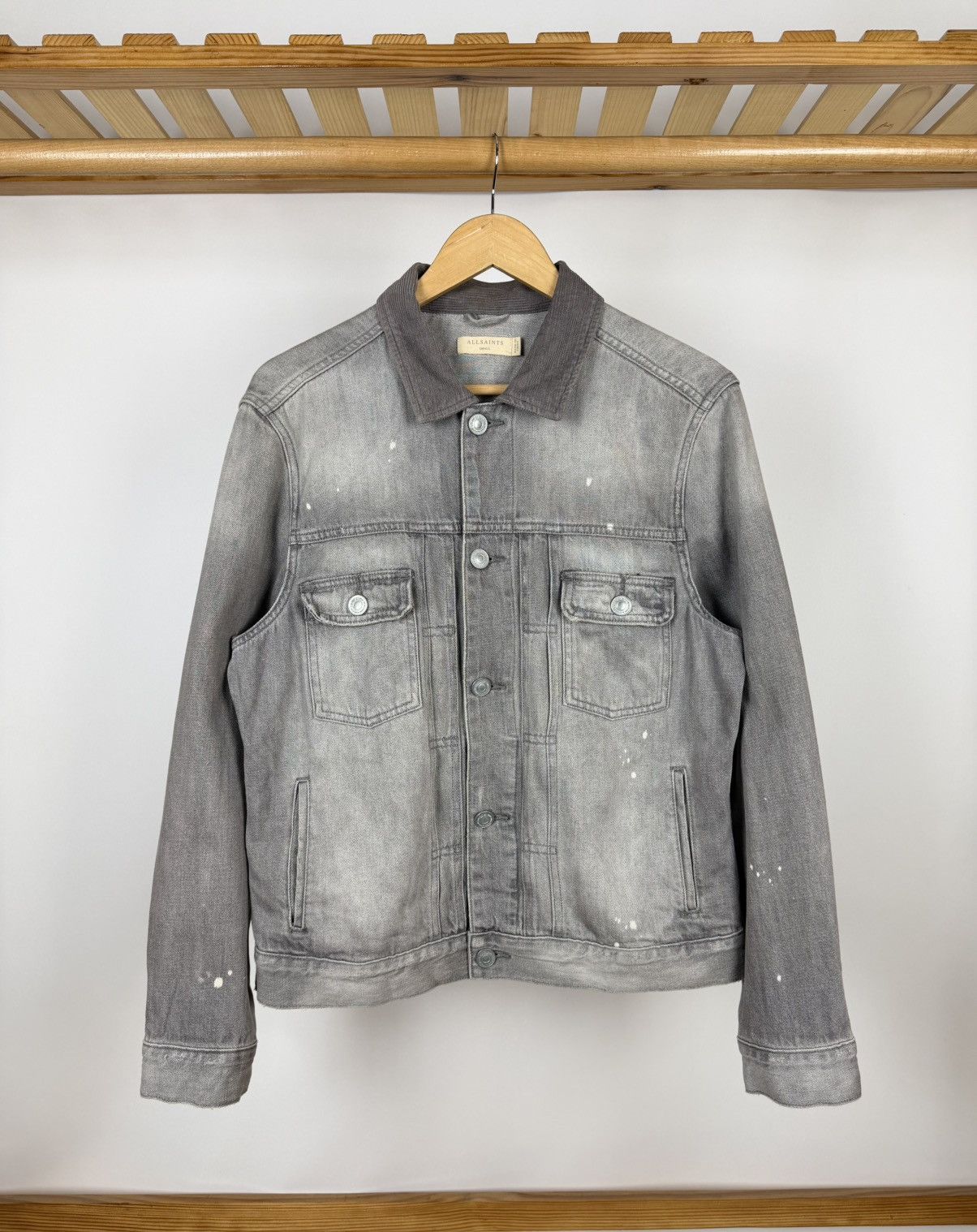 Allsaints ALLSAINTS Akola Jacket Distressed Gray Denim Size S Size US S / EU 44-46 / 1 - 1 Thumbnail