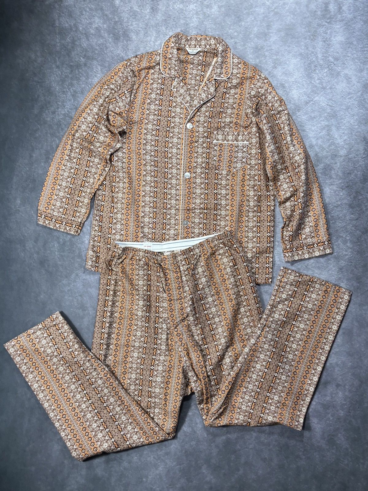 Vintage True Vintage Pajama Set 60s 1970s Matching 2pc Sleep Suit Size US 32 / EU 48 - 1 Thumbnail