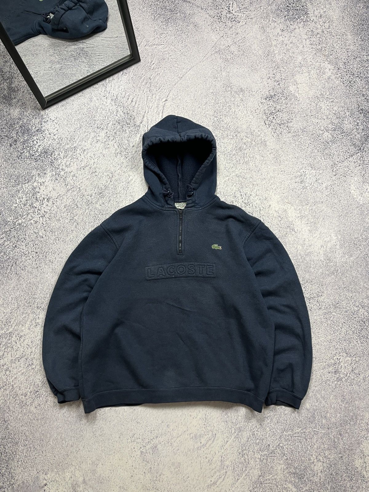 Lacoste × Vintage Vintage Lacoste 1/4 Zip Hoodie Faded Big Logo Y2K Size US S / EU 44-46 / 1 - 1 Thumbnail