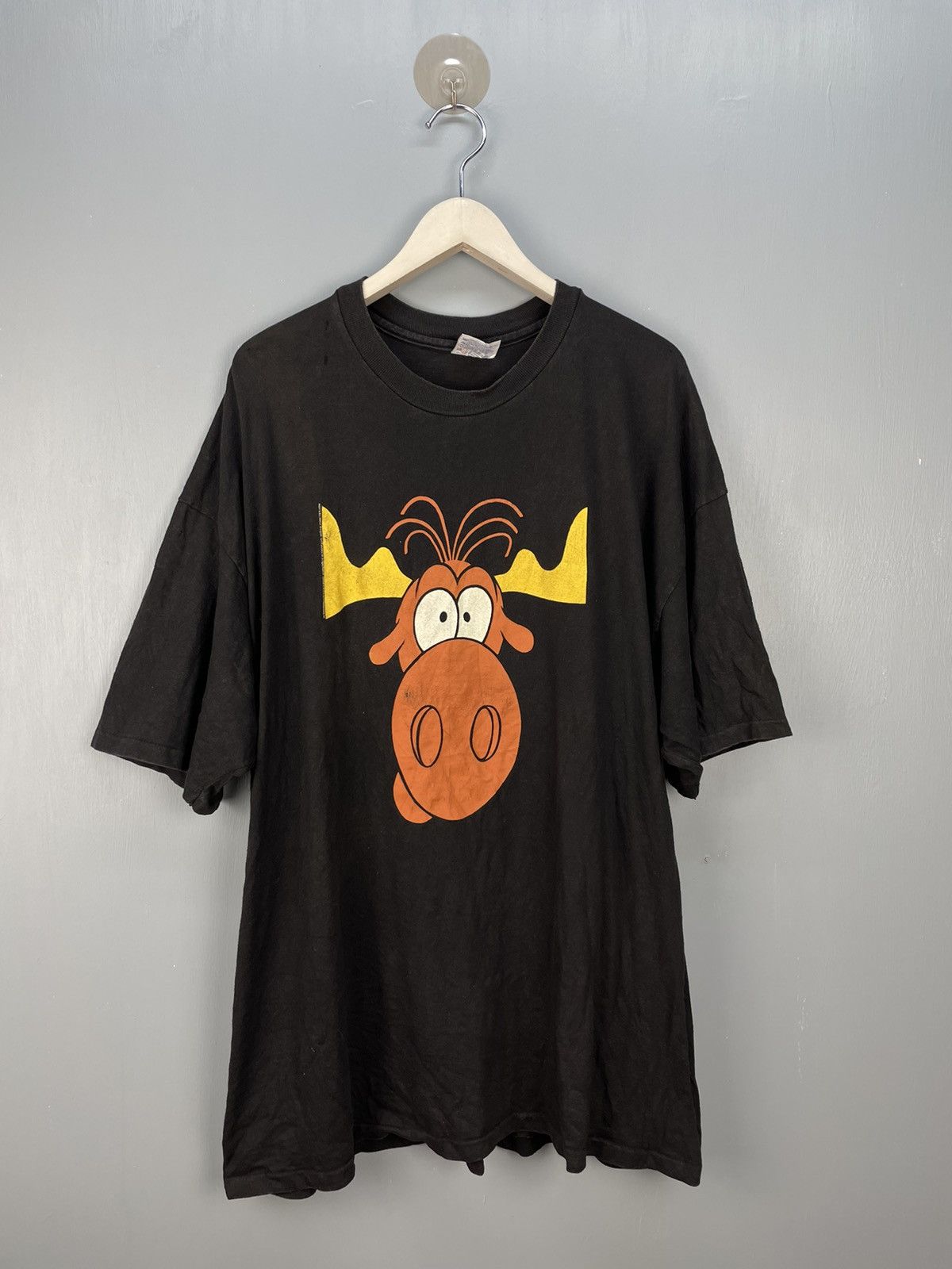 image of Cartoon Network x Vintage 90's Taco Bell Rocky & Bullwinkle Promo T Shirt in Black, Men's (Size 2XL