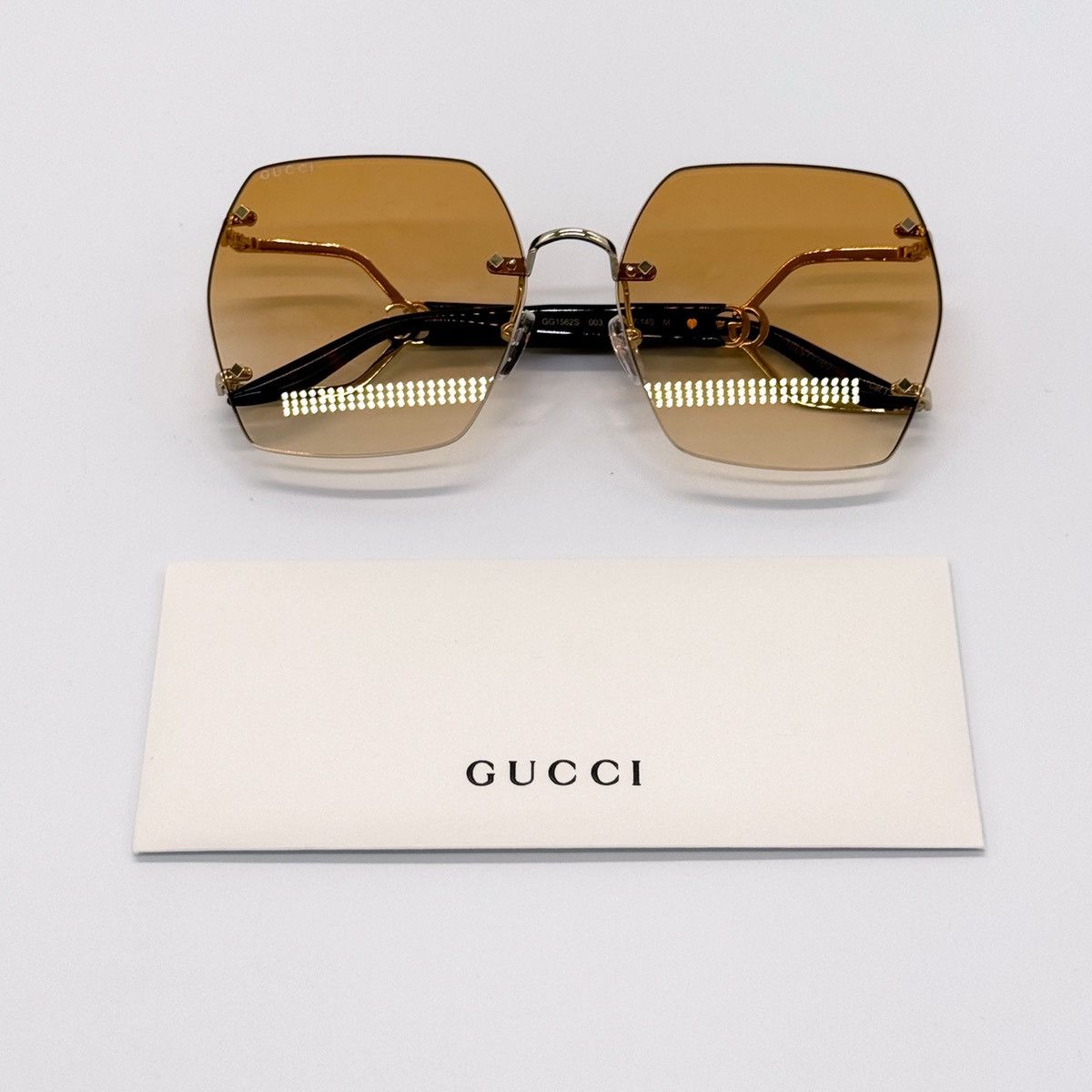 Gucci NEW GUCCI GG1562S 003 RIMLESS SQUARE BROWN WOMEN SUNGLASSES Size ONE SIZE - 10 Thumbnail