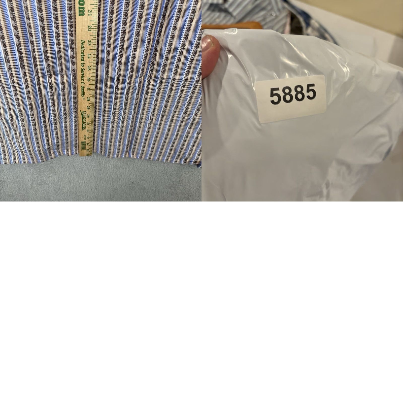 Vintage Inserch Button-Up Shirt Mens 5XL Blue Tan Stripe Jacquard 100% Cotton Casual Shirt Size US XXL / EU 58 / 5 - 8 Thumbnail