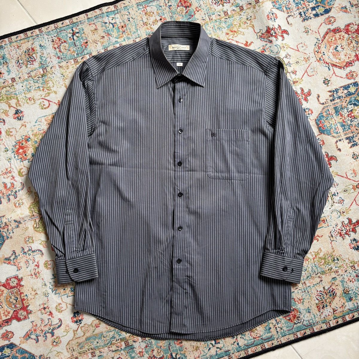 Balenciaga Vintage Balenciaga stripe button up shirt Size US XL / EU 56 / 4 - 1 Thumbnail