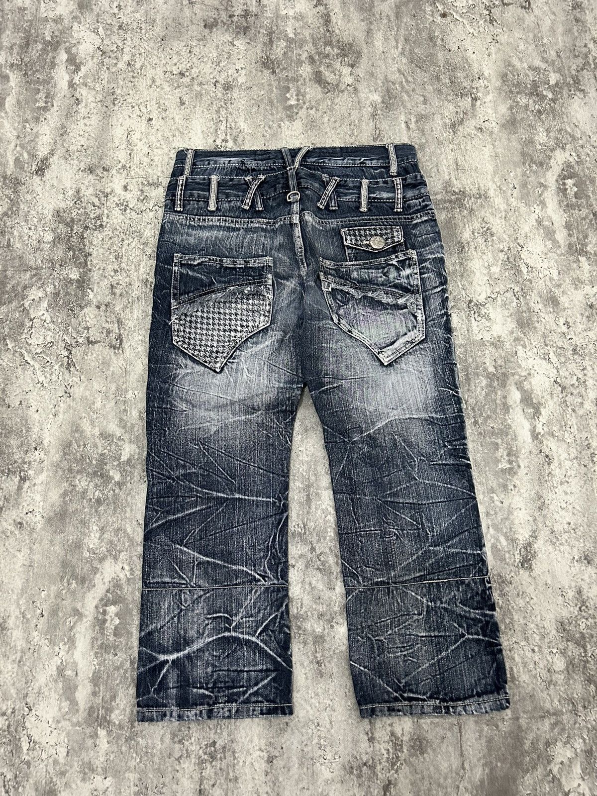If Six Was Nine Blow By Blue Double Distressed Cropped Jeans Size US 31 - 2 Thumbnail