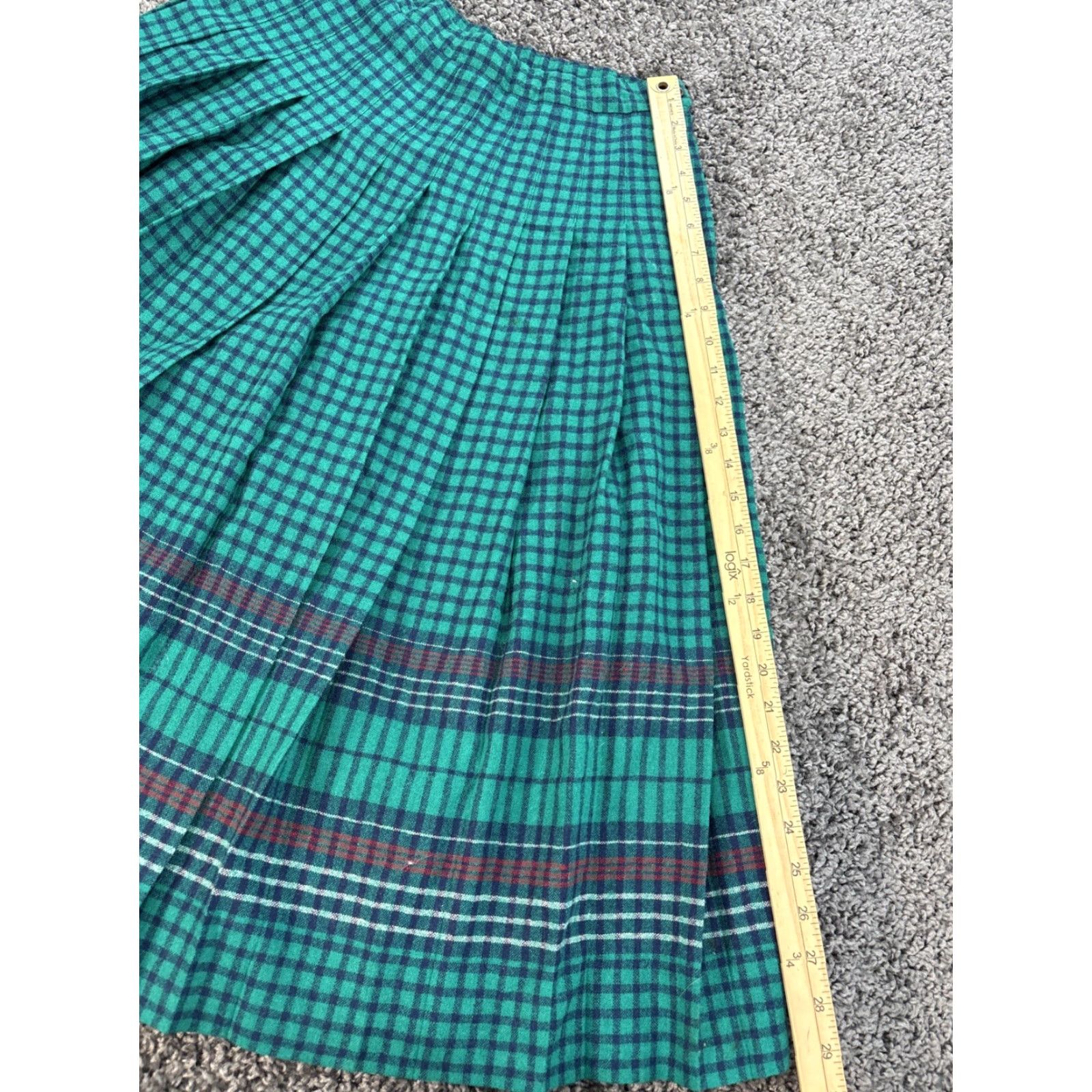 Pendleton VINTAGE Pendleton Skirt Long 50s Wool Striped Teal Petite 6 Women Size 28" / US 6 / IT 42 - 2 Thumbnail
