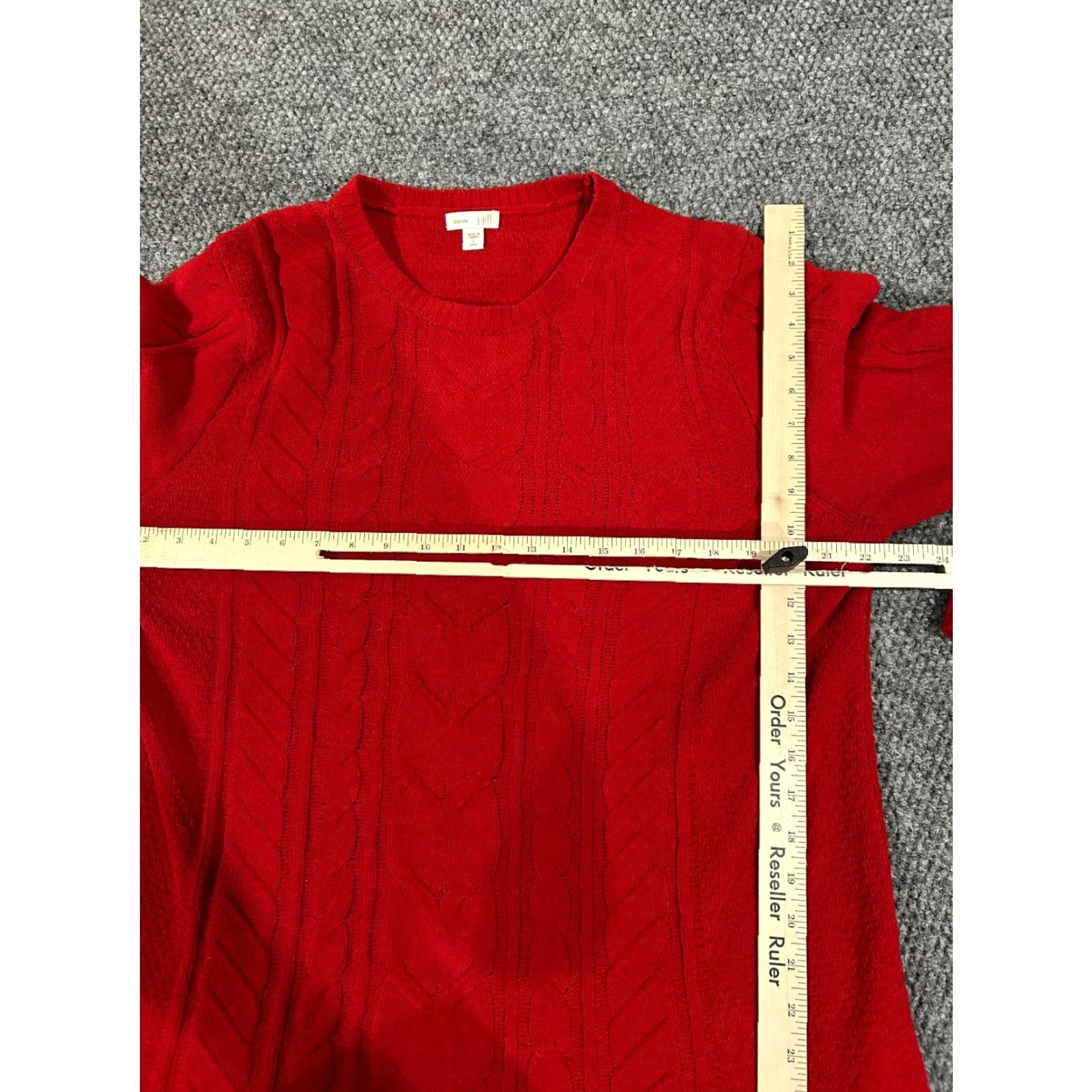 J. Jill J. Jill Sweater Womens L Red Cable-Knit Crewneck Pullover Cozy Soft Size L / US 10 / IT 46 - 4 Thumbnail