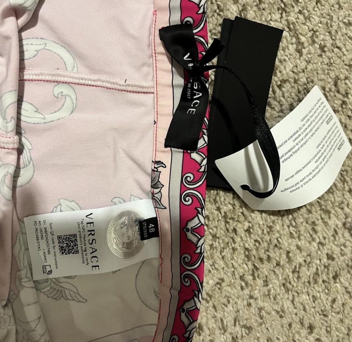 Versace Versace Baroque Pink Print Leggings IT 48 NWT $1256 Retail Size 34" / US 12 / IT 48 - 5 Thumbnail