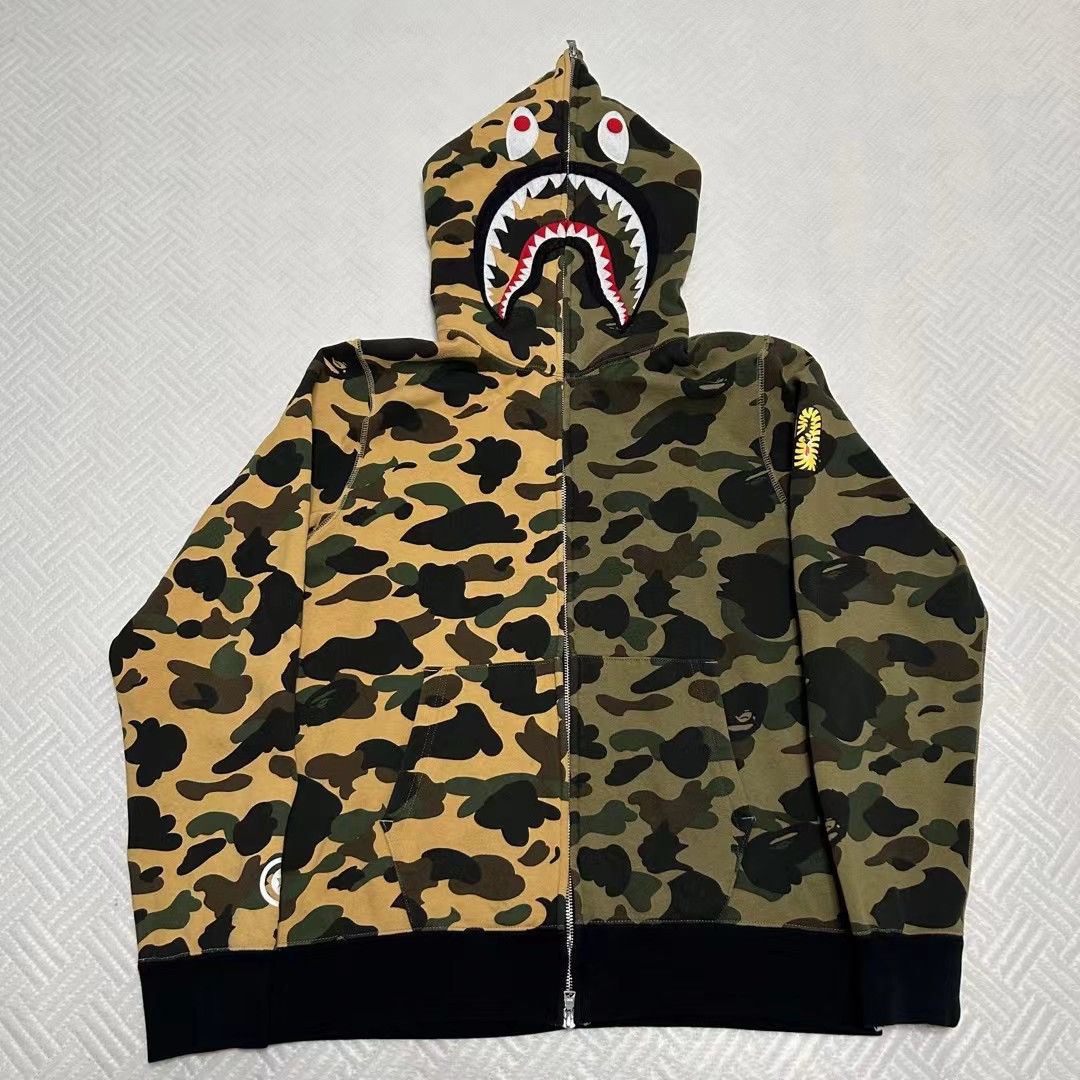 Bape 1ST CAMO SHARK HALF FULL ZIP HOODIE Size US L / EU 52-54 / 3 - 1 Thumbnail