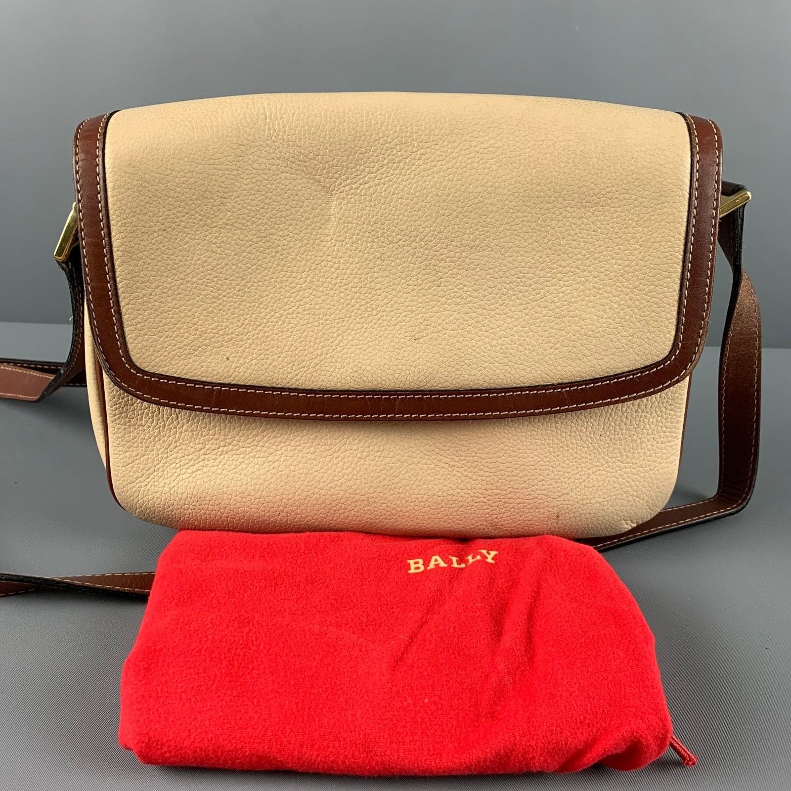 Bally BALLY Cream Brown Pebble Grain Leather Cross Body Handbag Size ONE SIZE - 12 Thumbnail