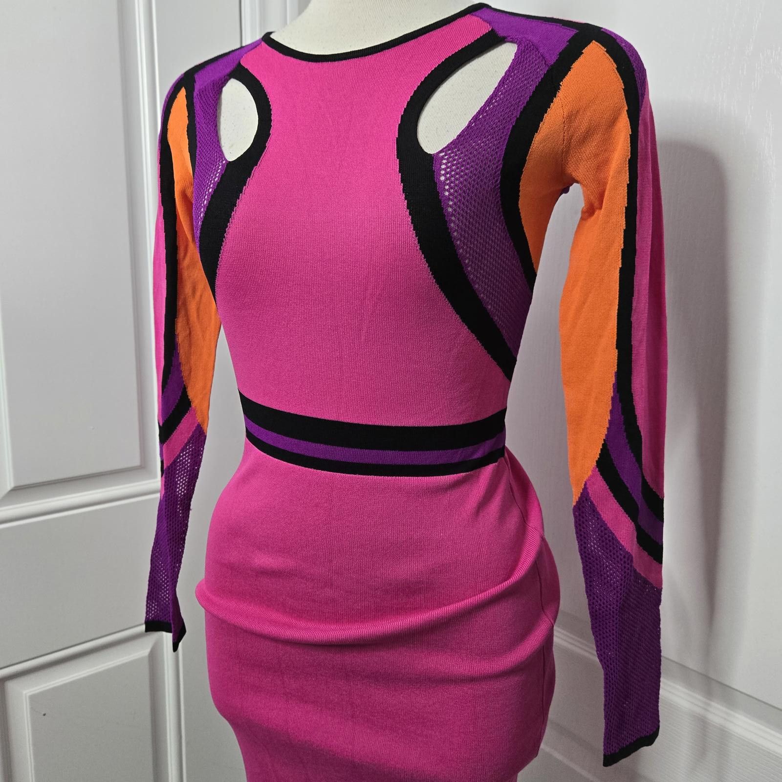 Pinko Pinko Dress Color Block Fitted Cut Out Bodycon Cocktail Size XS / US 0-2 / IT 36-38 - 2 Thumbnail