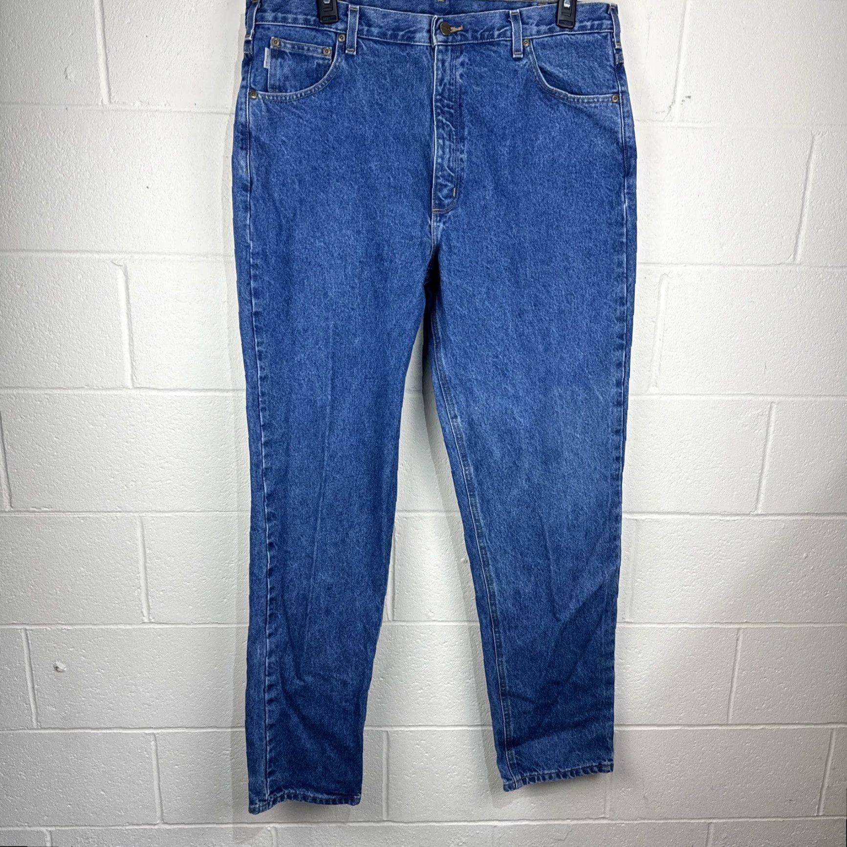 Carhartt VINTAGE Carhartt Jeans B17 DST Men 40x34 Medium Wash 36 Inseam 5-Pocket Logo Zipper Button Relaxed Std Straight Mens Size US 40 / EU 56 - 2 Thumbnail