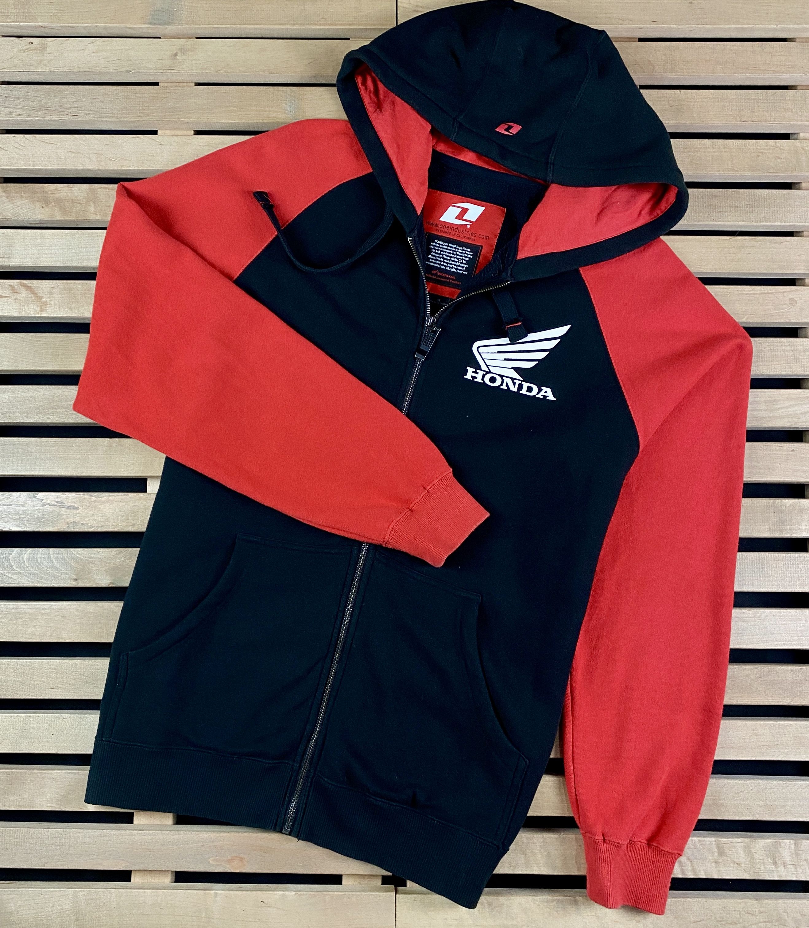 image of Mens Hoodies Full Zip Honda Size M in Black