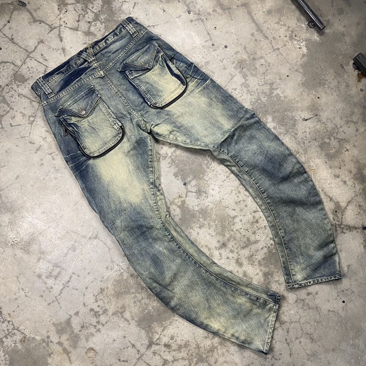 If Six Was Nine × Le Grande Bleu (L.G.B.) × PPFM PPFM Gothic Bondage Acid Washed Jeans Size US 33 - 9 Thumbnail