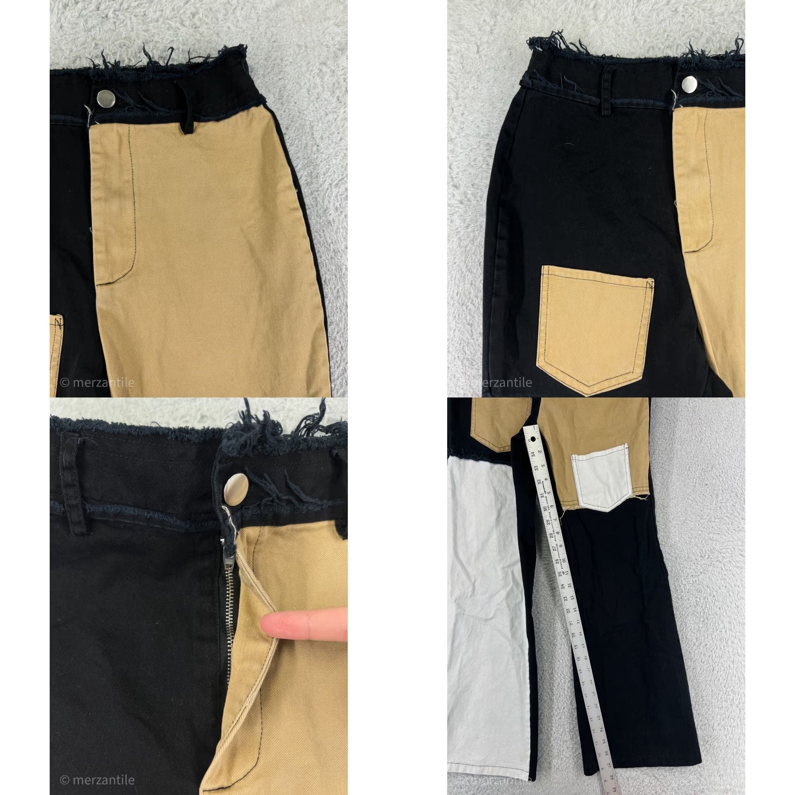 Shein Shein Women's Flared High-Wide Leg Jeans XS Black Beige White Color Block 90s Y2K Cotton Size 26" / US 2 / IT 38 - 8 Thumbnail