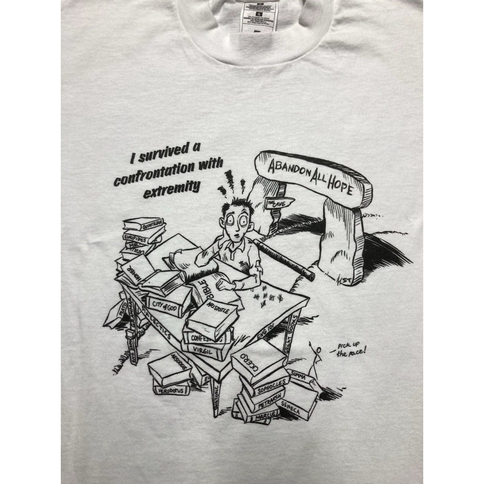 Fruit Of The Loom VINTAGE 90s T Shirt confrontation with extremity Jesus tee abandon hope Large Mens T-Shirt White 90s Fruit of the Loom Size US L / EU 52-54 / 3 - 3 Thumbnail