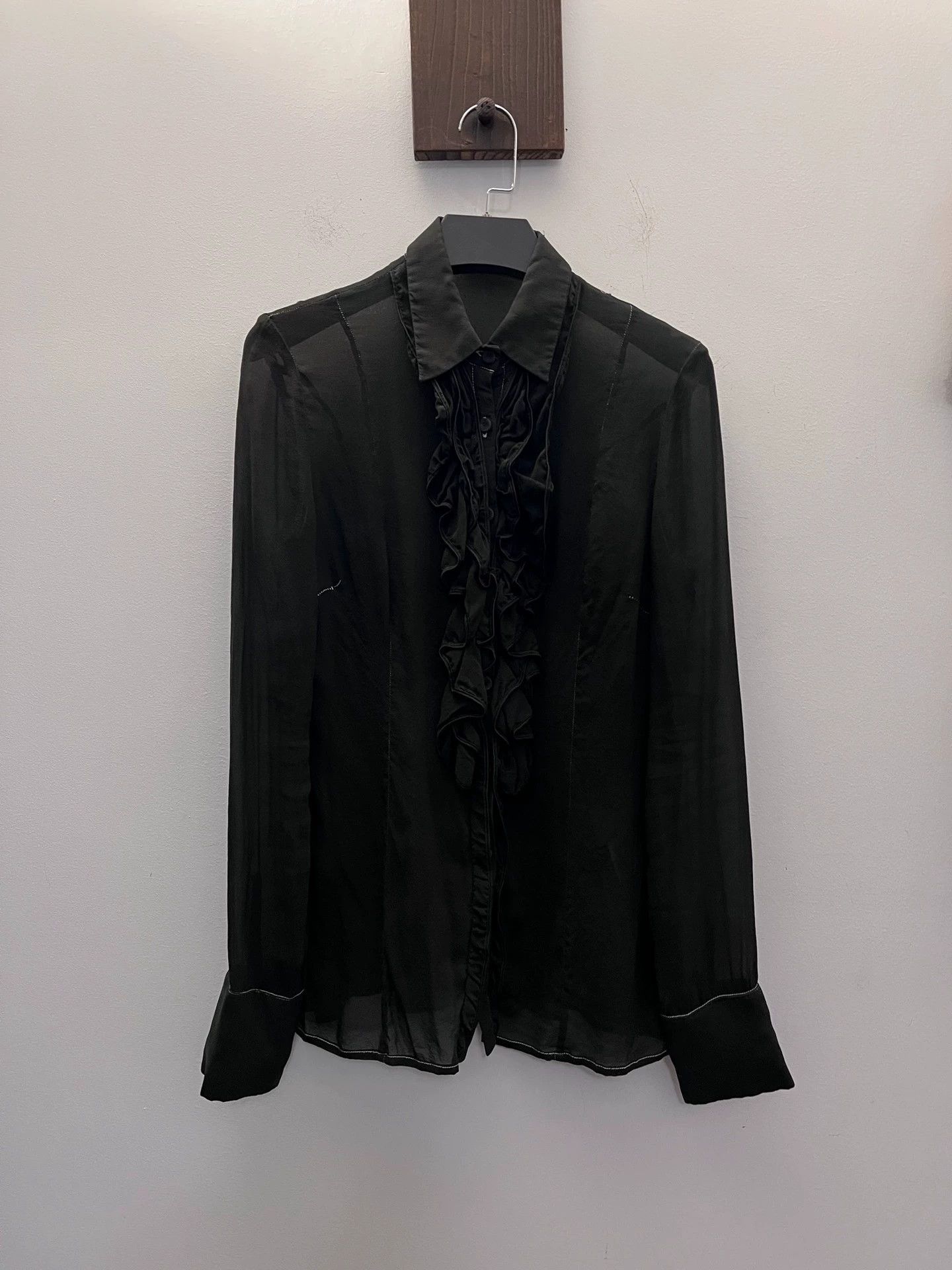 Other Vintage Italian Sheer Silk Chest Pleated Shirt 42 Size M / US 6-8 / IT 42-44 - 8 Thumbnail
