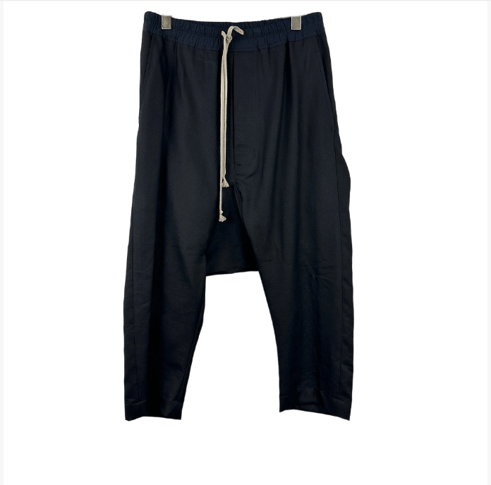 Rick Owens Rick Owens Black Drop Crotch Sweatpants with Drawstring Size US 30 / EU 46 - 1 Thumbnail